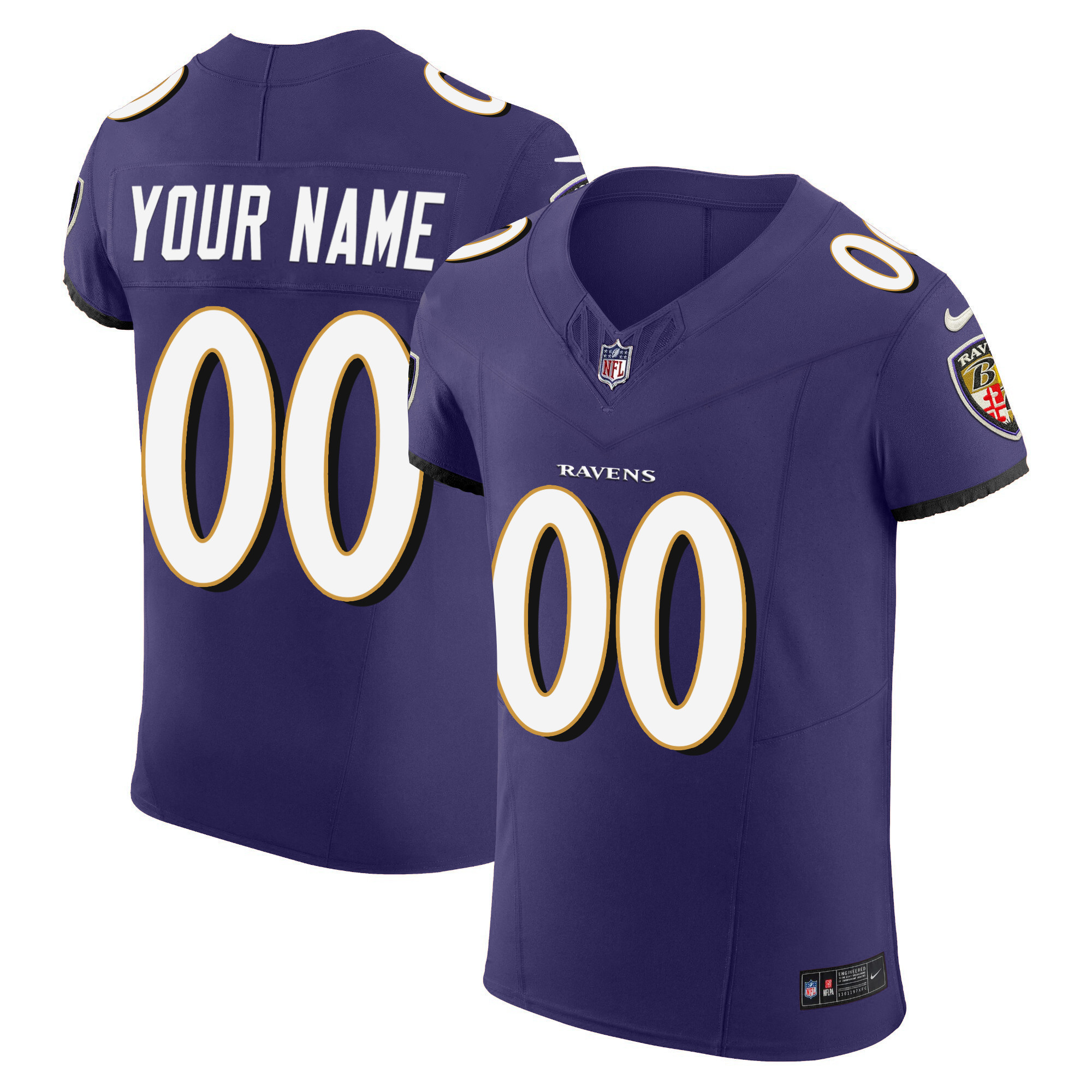 Men's Baltimore Ravens Vapor Elite Custom Purple Jersey - All Stitched