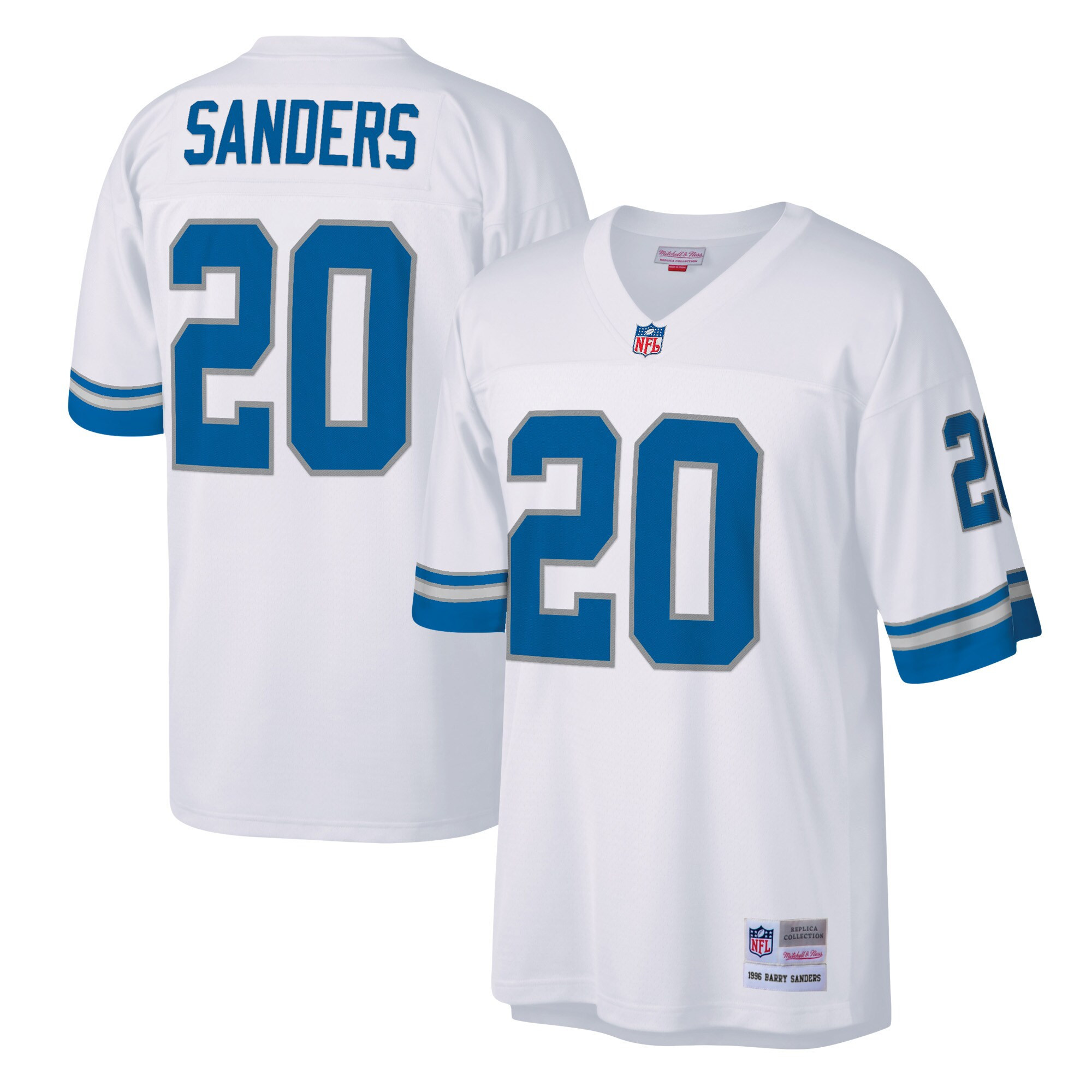 Men's Barry Sanders Detroit Lions Mitchell & Ness Legacy White Jersey - All Stitched