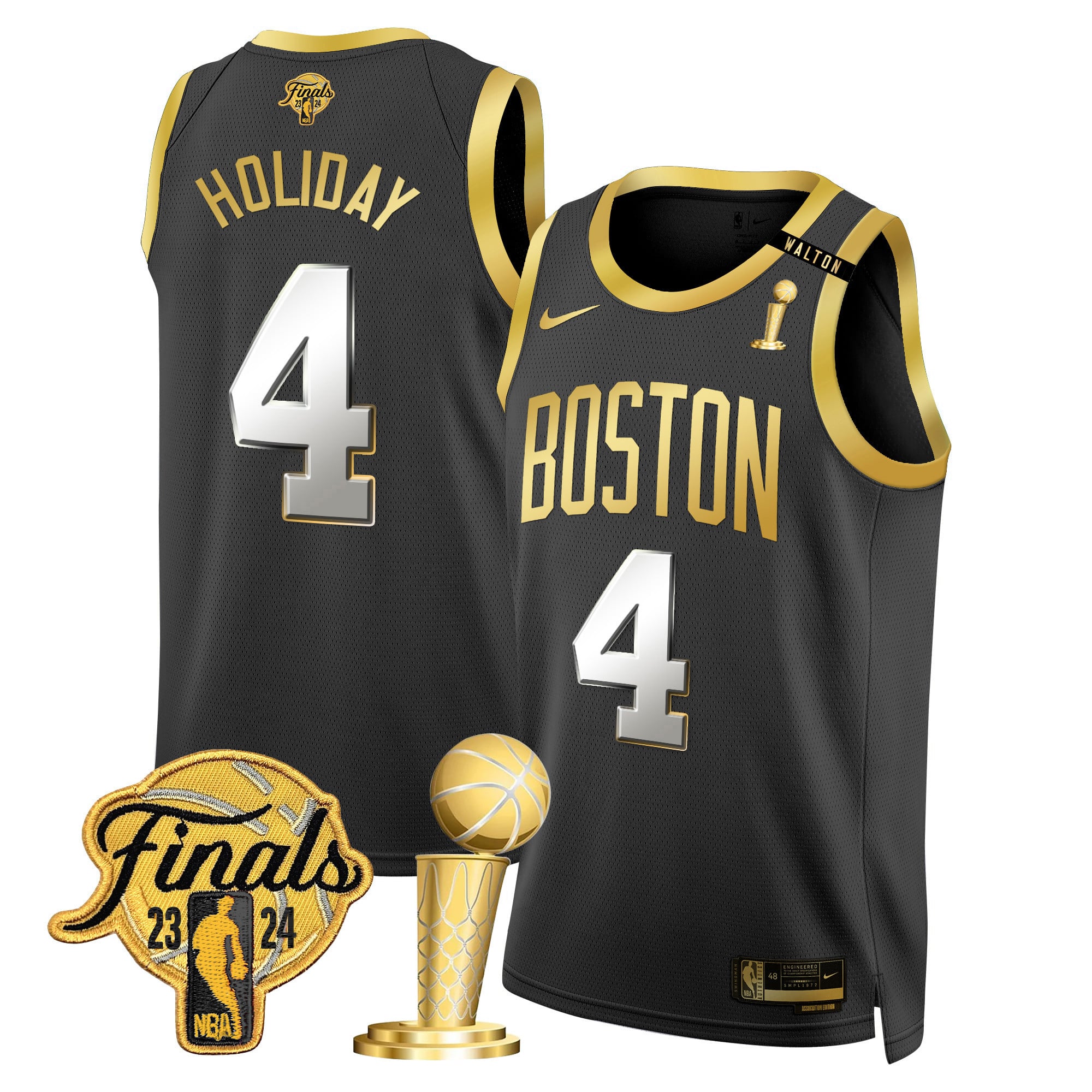 Men's Boston Celtics 2024 Final & Champions Patch Swingman Jersey V2 - All Stitched - Image 12