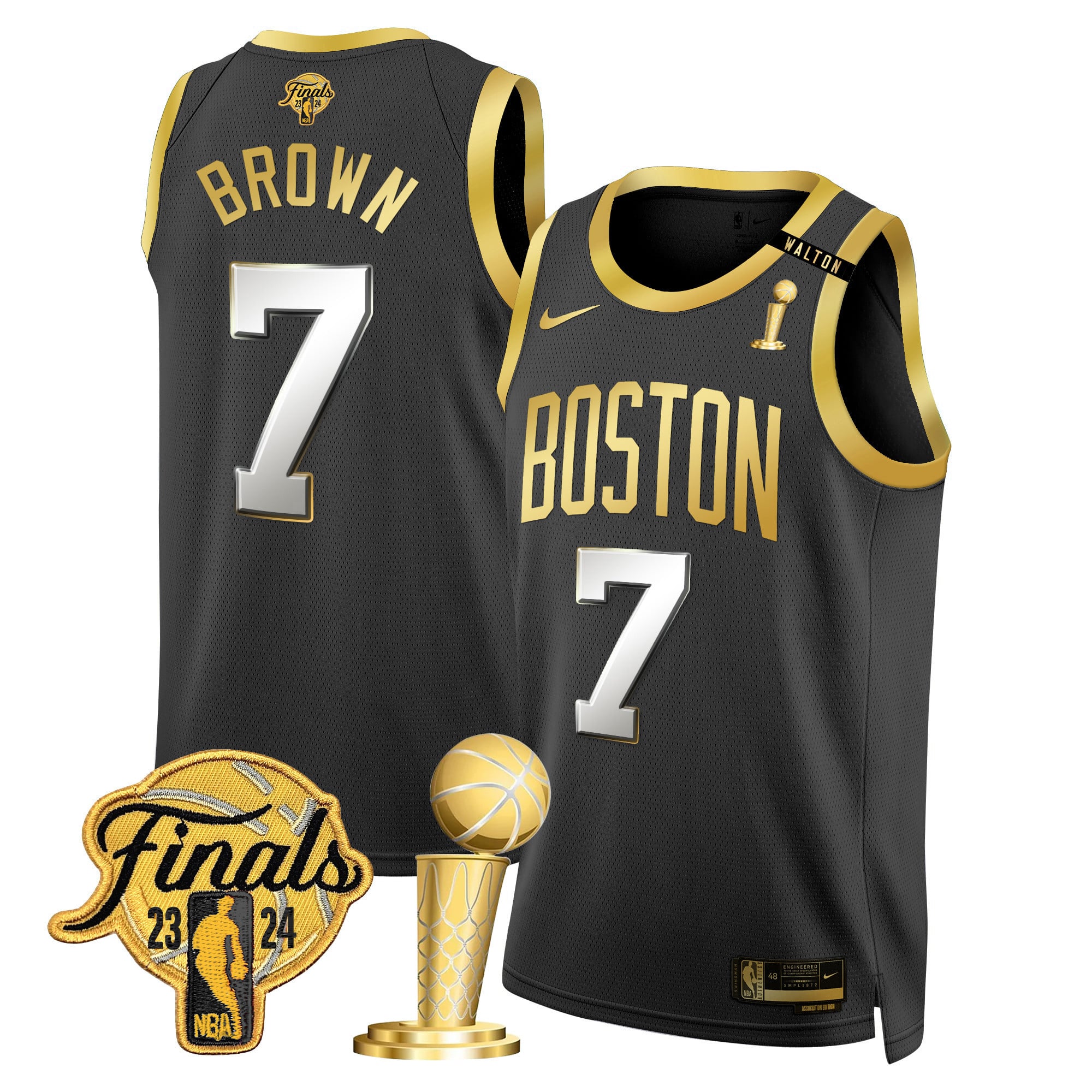 Men's Boston Celtics 2024 Final & Champions Patch Swingman Jersey V2 - All Stitched - Image 10