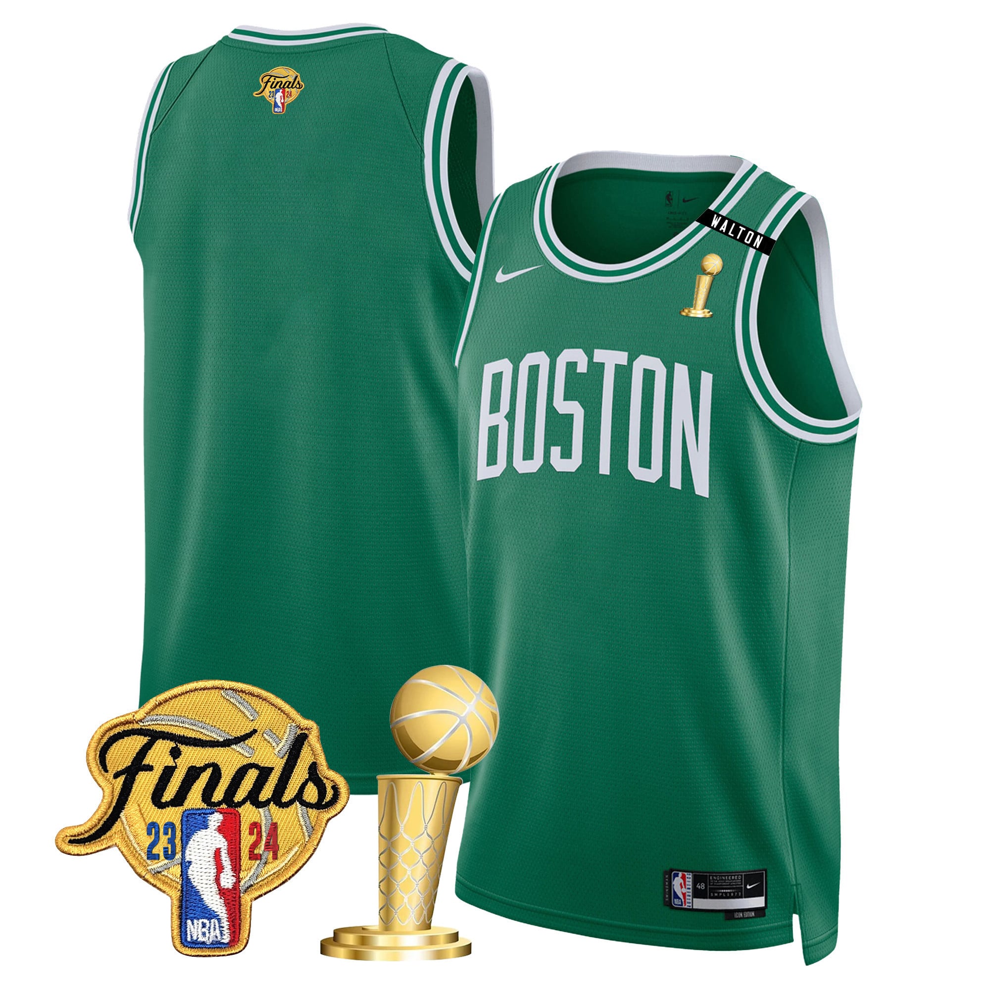 Men's Boston Celtics 2024 Final & Champions Patch Swingman Jersey V2 - All Stitched - Image 28