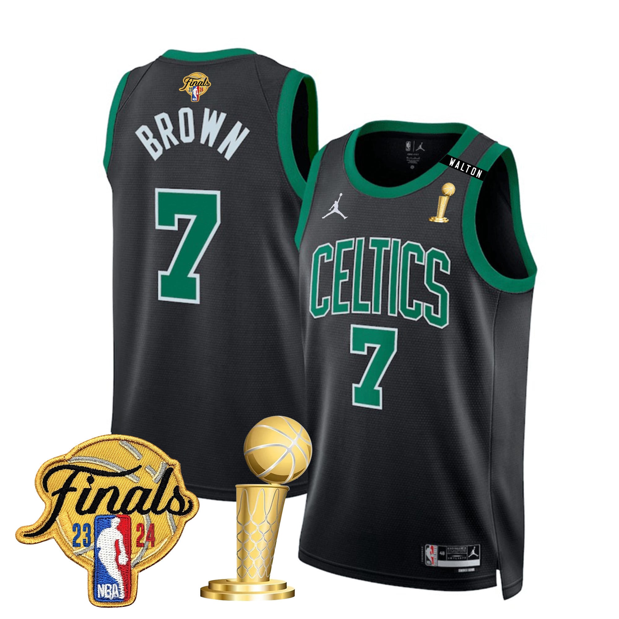 Men's Boston Celtics 2024 Final & Champions Patch Swingman Jersey V2 - All Stitched - Image 17