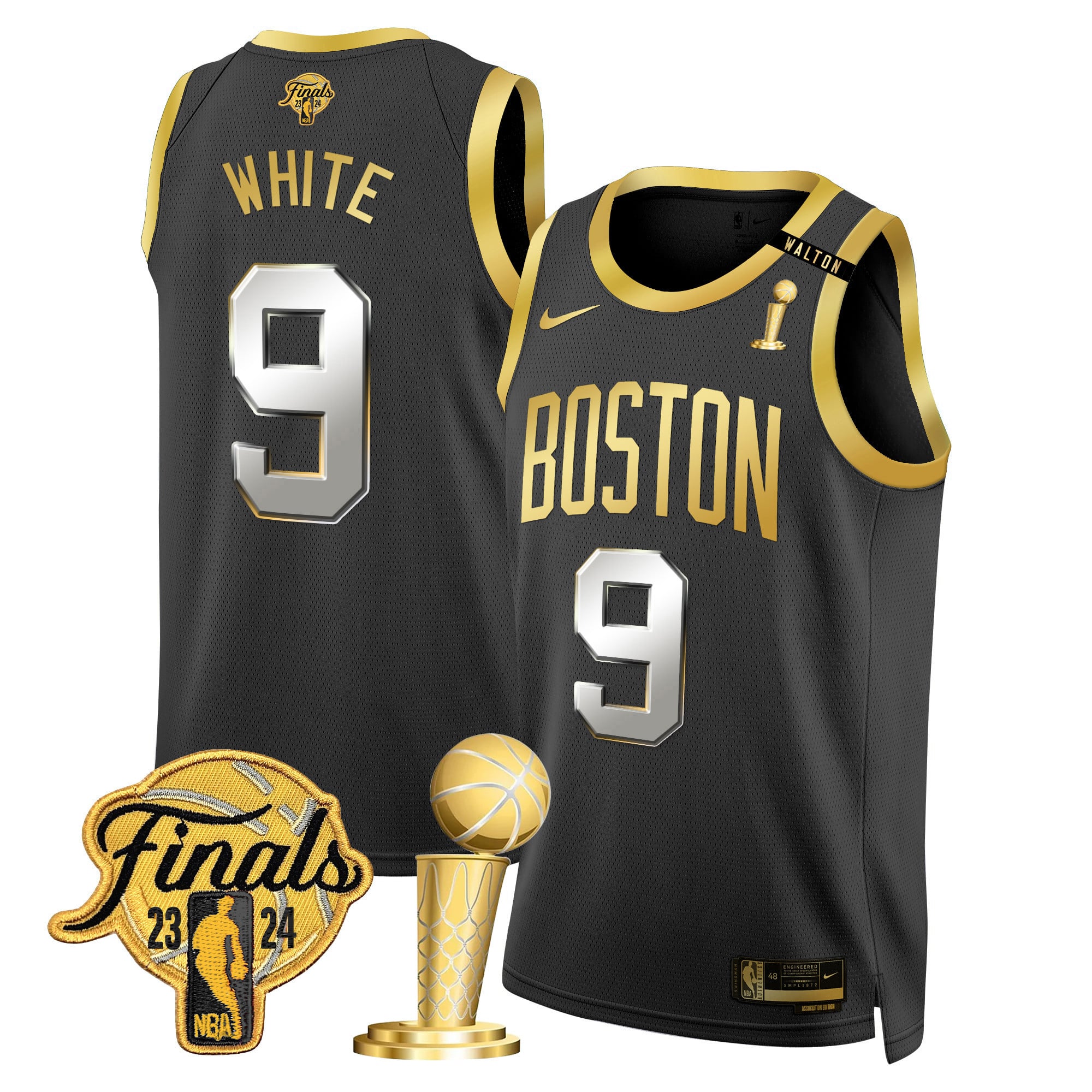 Men's Boston Celtics 2024 Final & Champions Patch Swingman Jersey V2 - All Stitched - Image 9