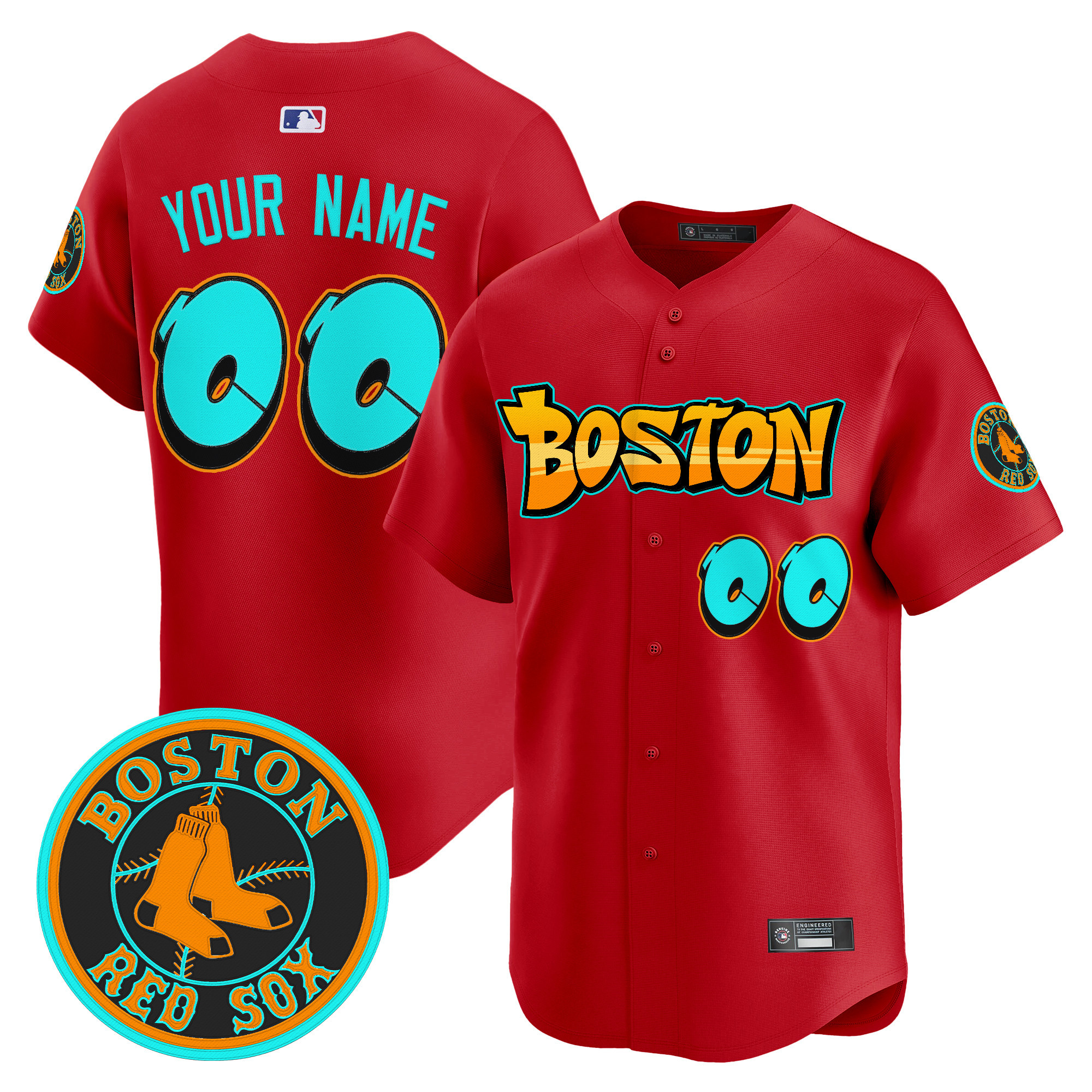 Men's Boston Red Sox 'Graffiti Streetstyle Edition' Vapor Premier Limited Custom Red Jersey - All Stitched