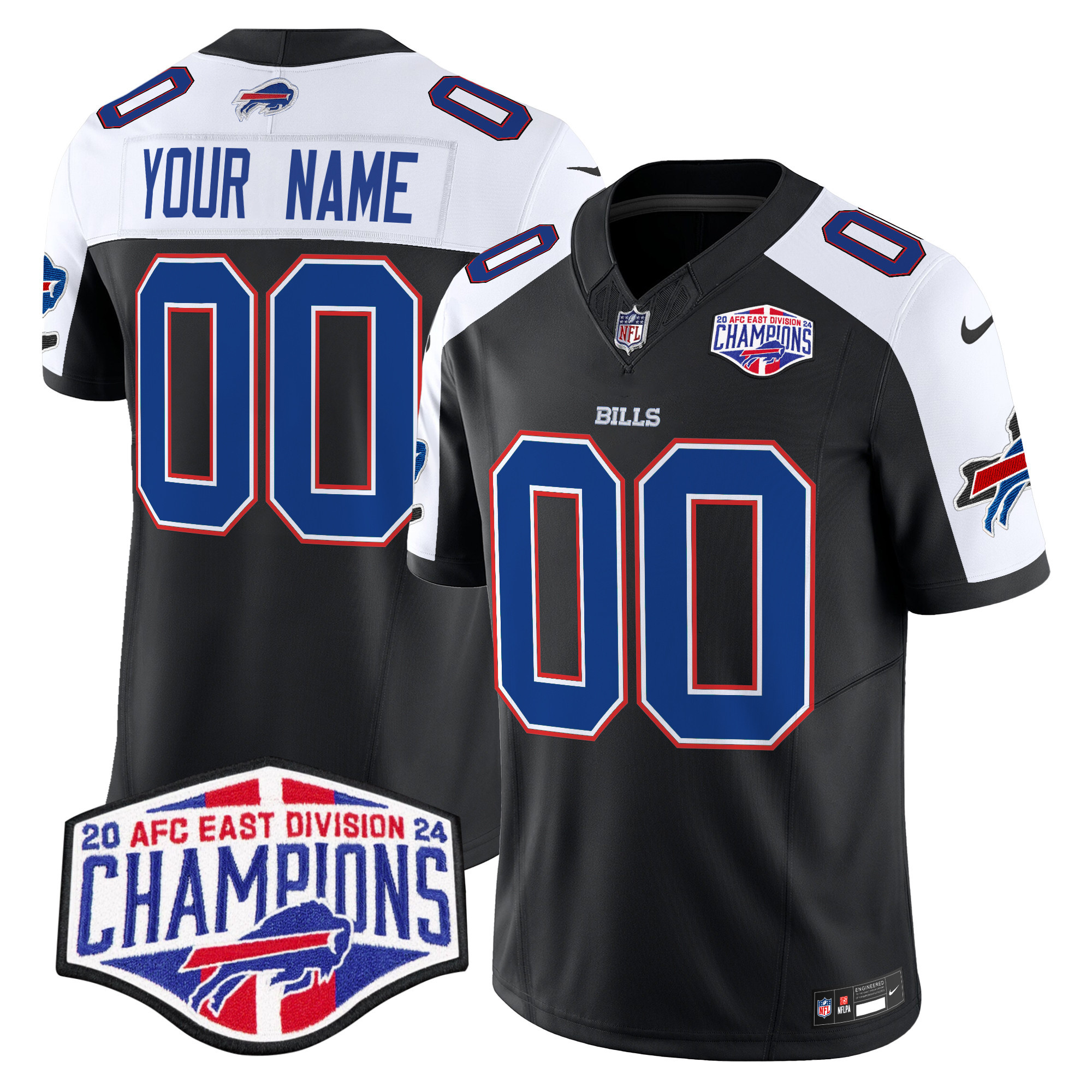 Men's Buffalo Bills 2024 AFC East Division Champions Vapor Limited Custom Black Alternate Jersey - All Stitched