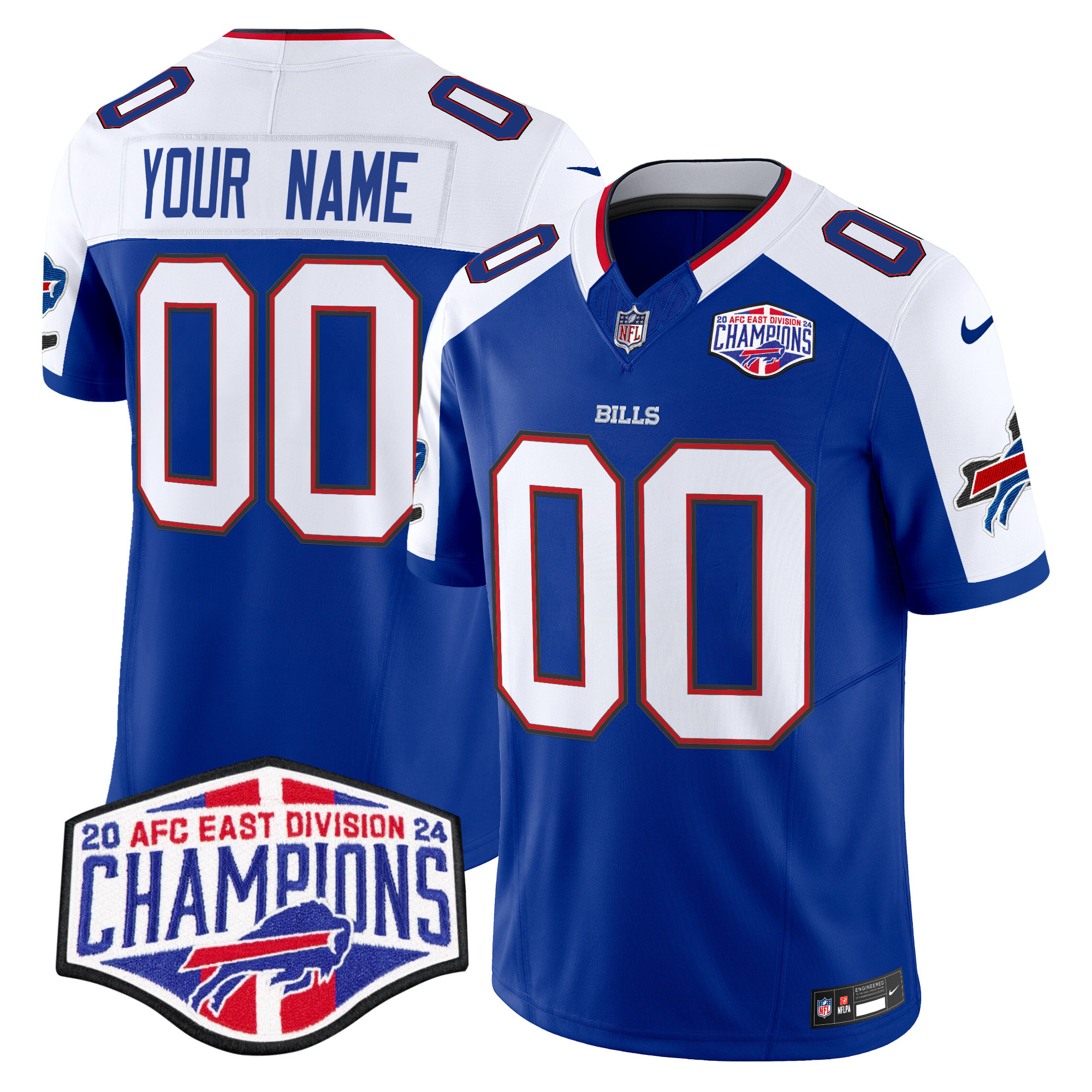 Men's Buffalo Bills 2024 AFC East Division Champions Vapor Limited Custom Royal Alternate Jersey - All Stitched