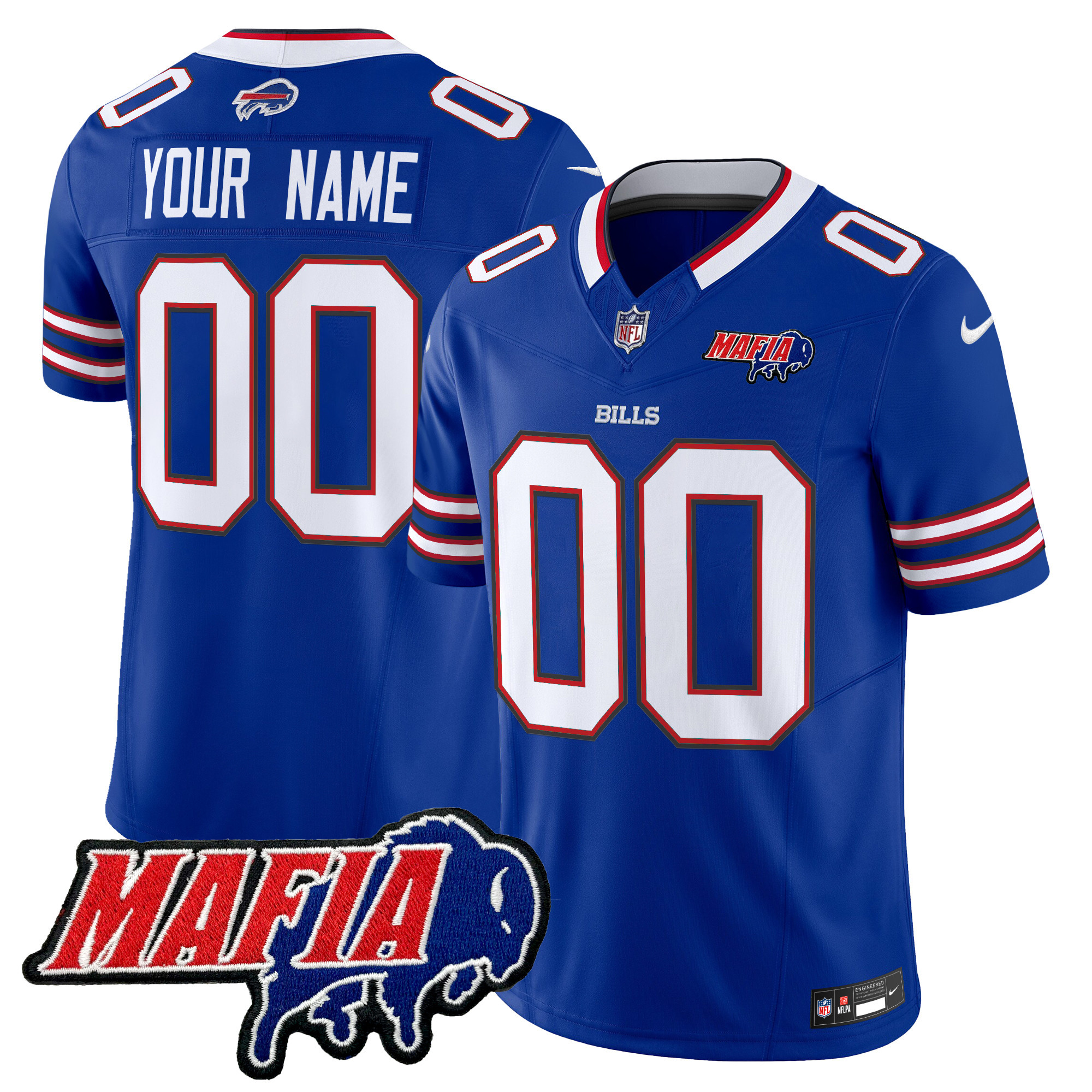 Men's Buffalo Bills 2024 Buffalo Bills Mafia Patch Vapor Limited Custom Royal Jersey - All Stitched
