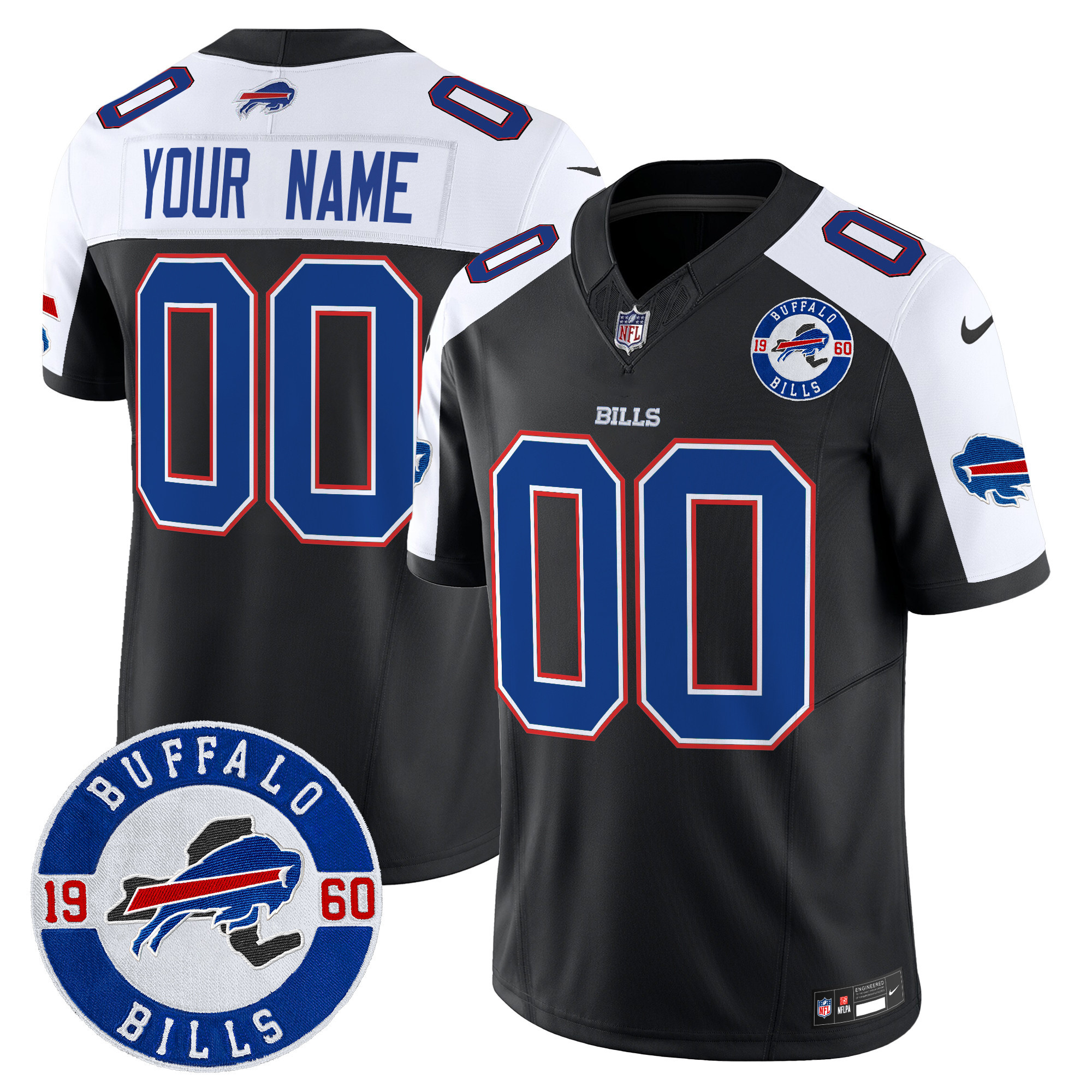 Men's Buffalo Bills 2024 Vapor Limited Custom Black Alternate Jersey - All Stitched
