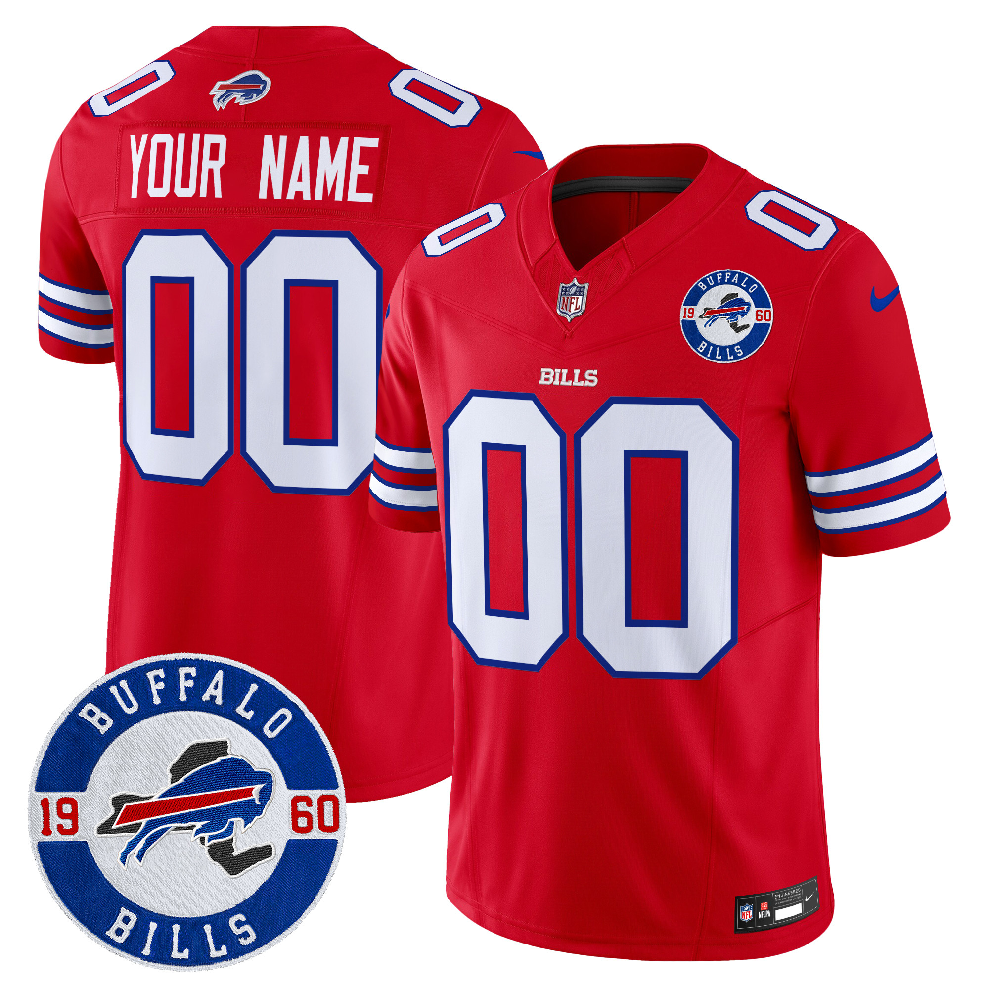 Men's Buffalo Bills 2024 Vapor Limited Custom Red Jersey - All Stitched