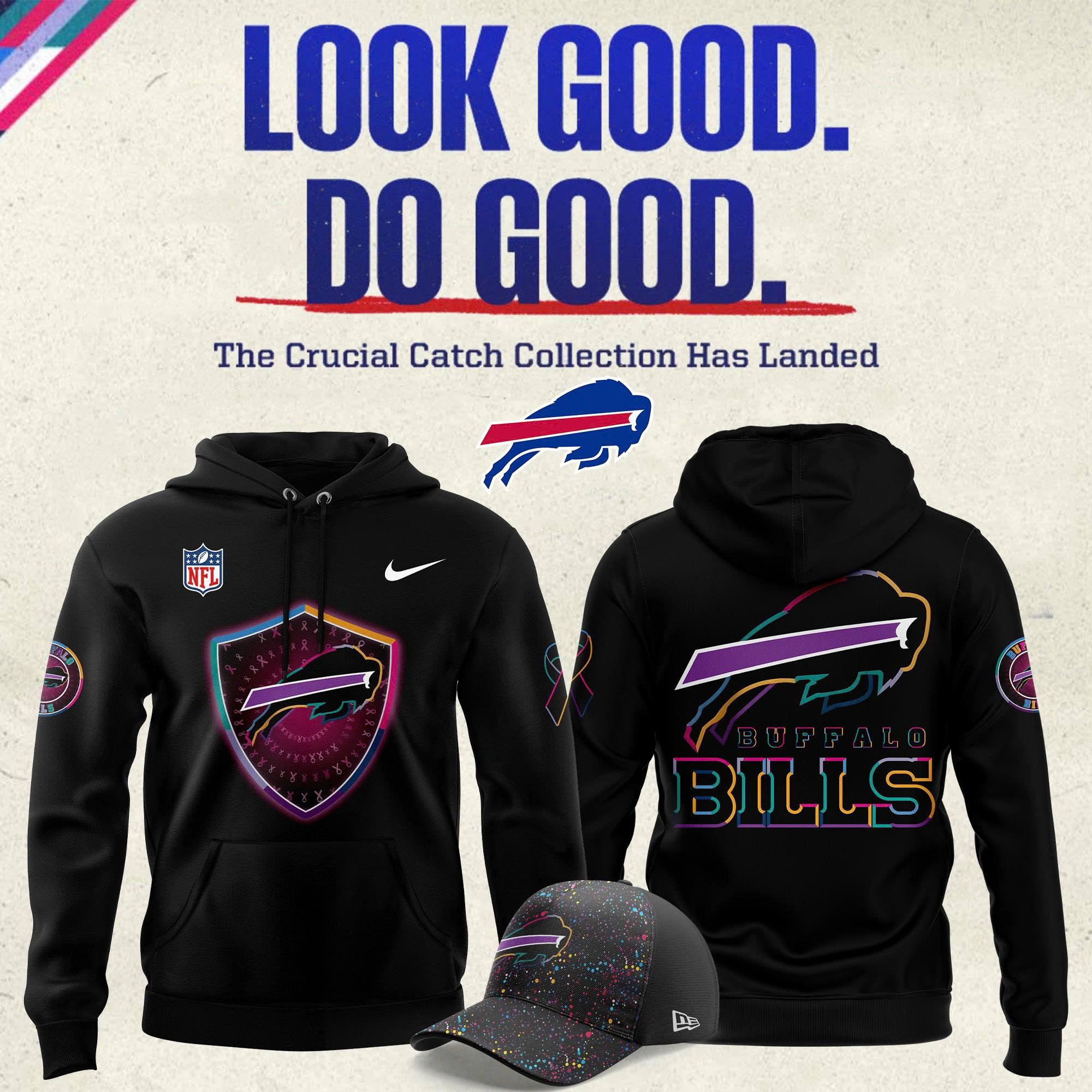 Men's Buffalo Bills 2025 NFL Crucial Catch Limited Black Hoodie