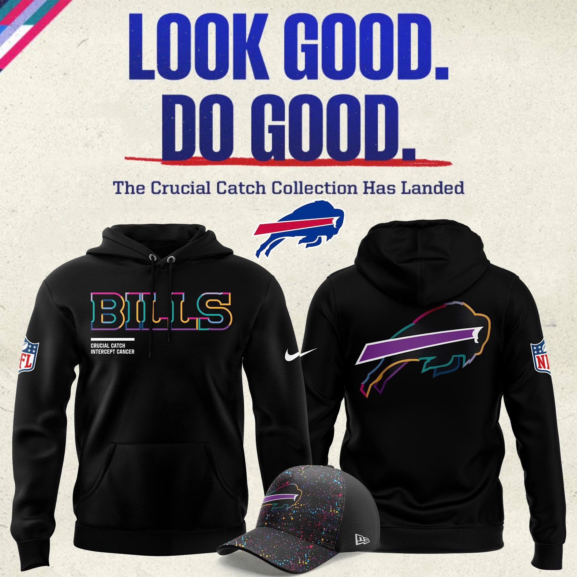 Men's Buffalo Bills 2025 NFL Crucial Catch Limited Black Pullover Hoodie