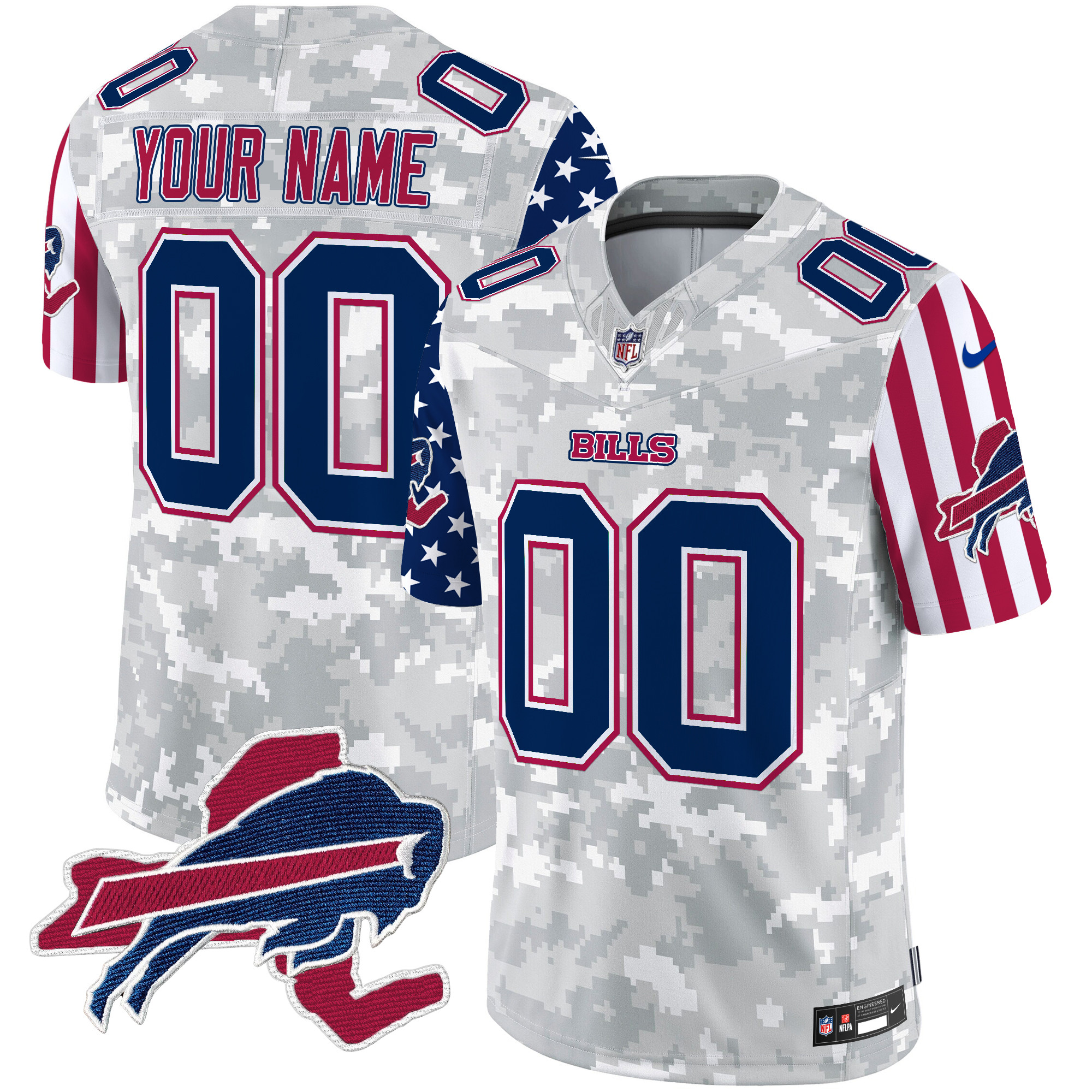 Men's Buffalo Bills American Style Vapor Limited Custom Arctic Camo Jersey - All Stitched