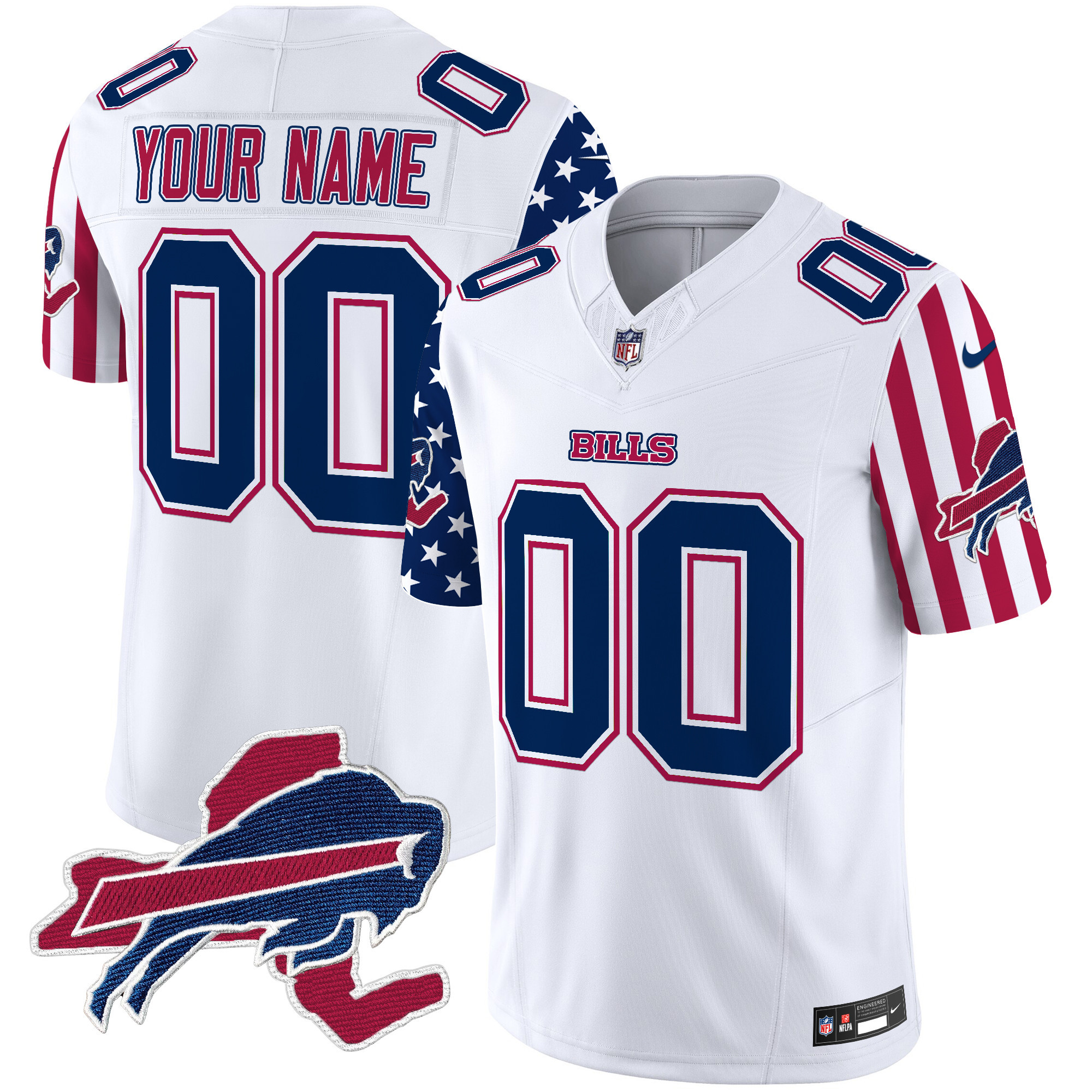 Men's Buffalo Bills American Style Vapor Limited Custom White Jersey - All Stitched