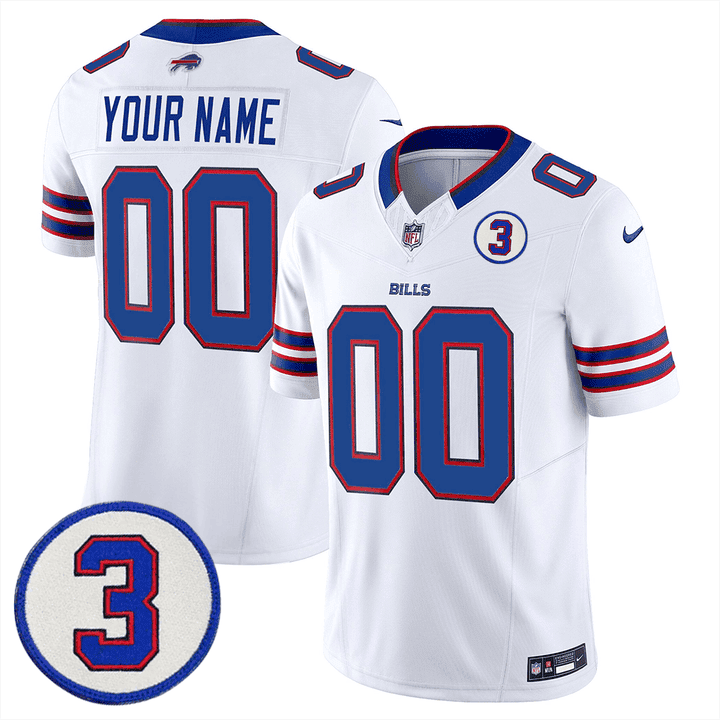 Men's Buffalo Bills Damar Honoring Patch Vapor Limited Custom White Jersey - All Stitched