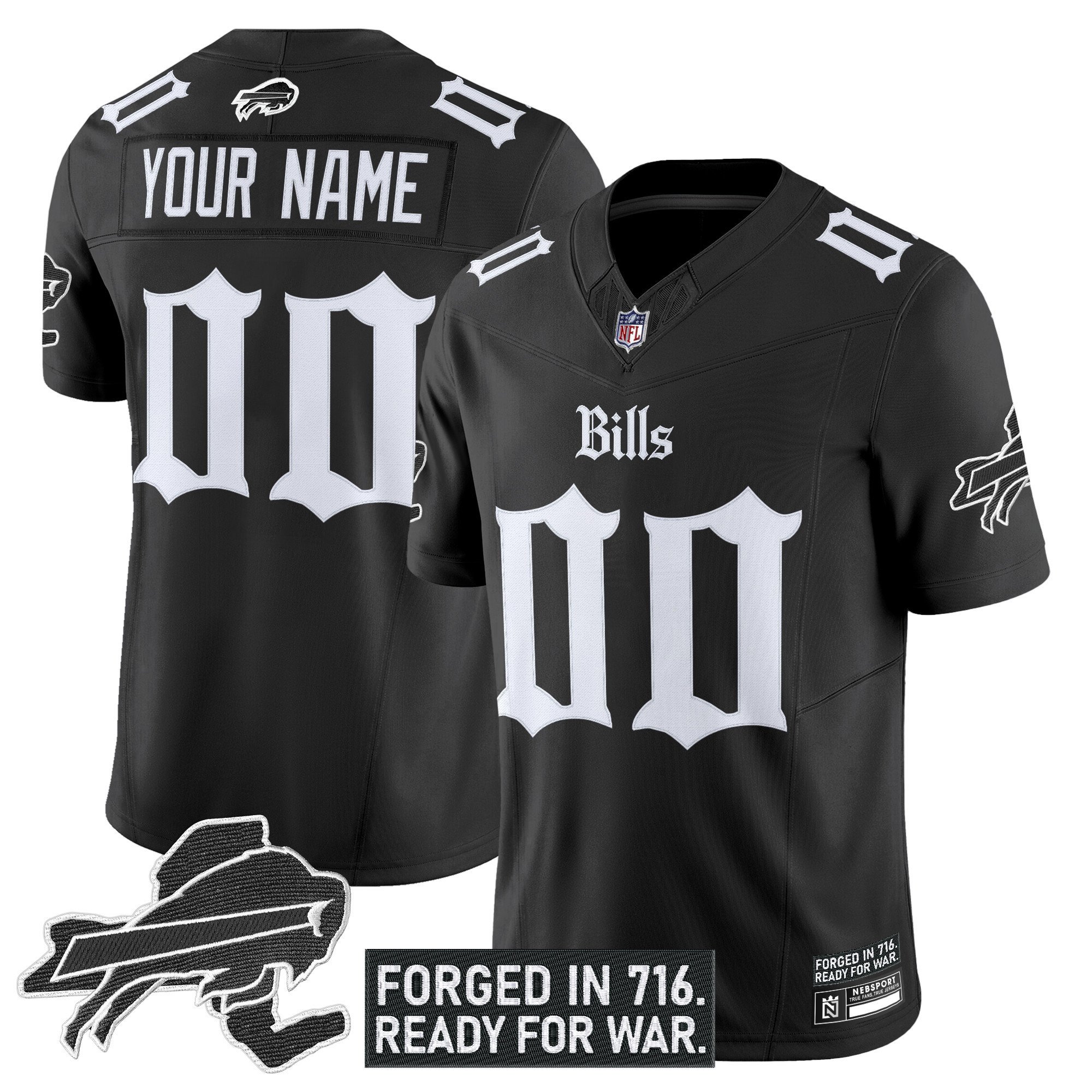 Men's Buffalo Bills 'Gothic Cold Front Edition' Vapor Limited Custom Black Jersey - All Stitched