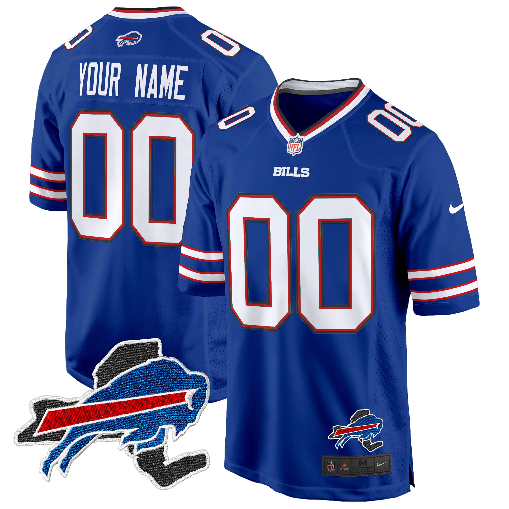 Men's Buffalo Bills New York Patch Game Custom Royal Jersey - All Stitched