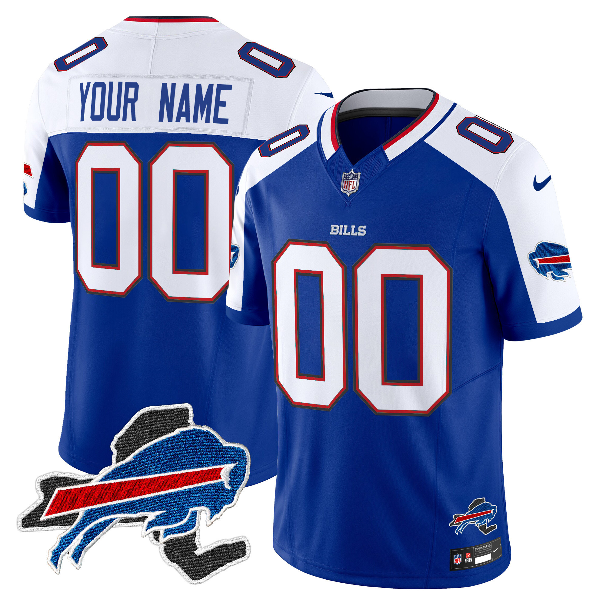 Men's Buffalo Bills New York Patch Vapor Limited Custom Royal Alternate Jersey - All Stitched