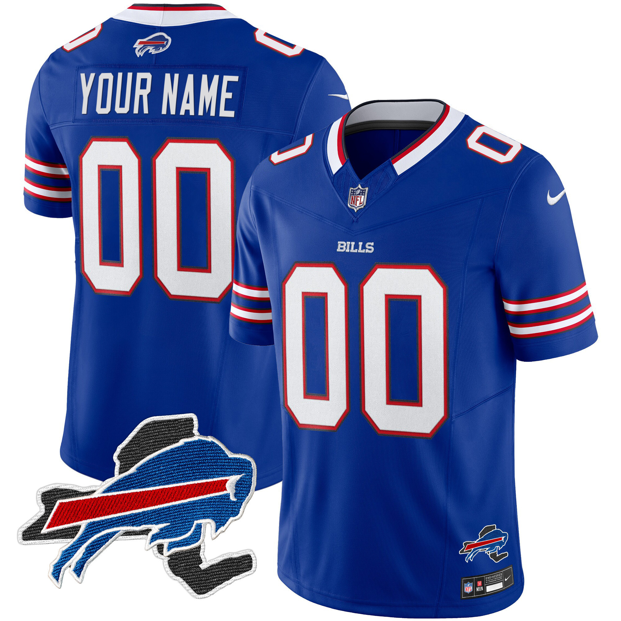 Men's Buffalo Bills New York Patch Vapor Limited Custom Royal Jersey - All Stitched
