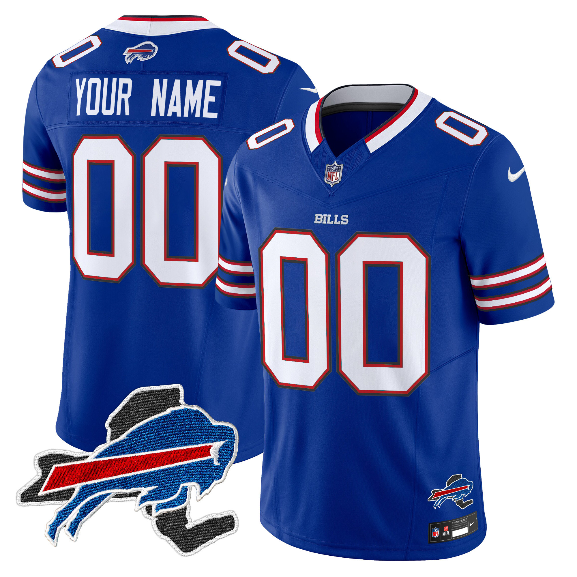 Men's Buffalo Bills New York Patch Vapor Limited Custom Royal Jersey - All Stitched