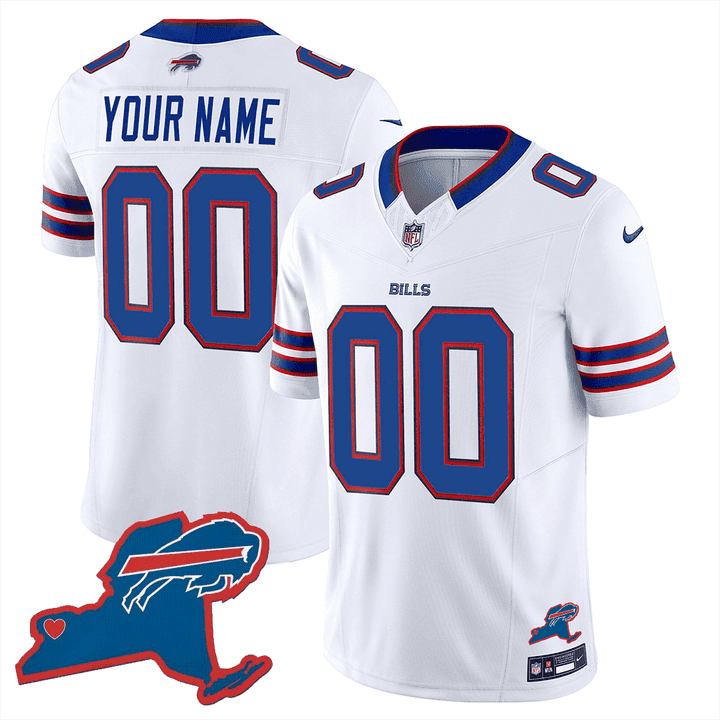 Men's Buffalo Bills New York Patch Vapor Limited Custom White Jersey - All Stitched