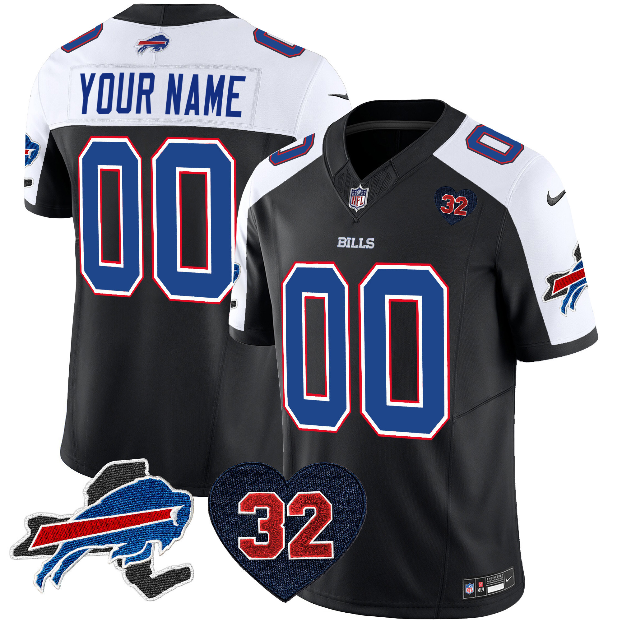 Men's Buffalo Bills O.J. Simpson Patch Gold Vapor Limited Custom Black Alternate Jersey - All Stitched