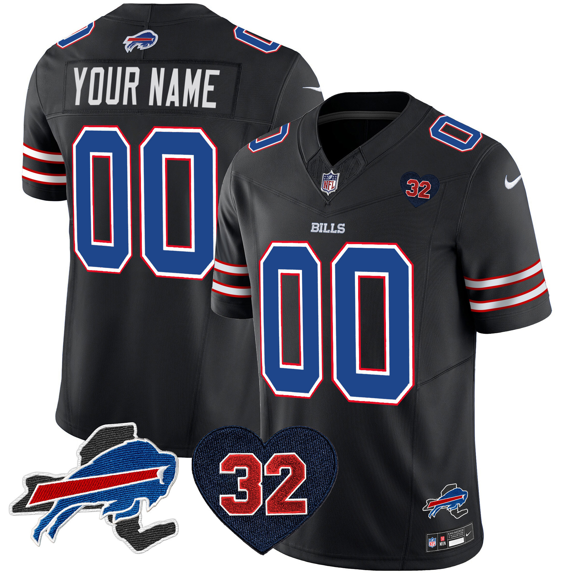 Men's Buffalo Bills O.J. Simpson Patch Gold Vapor Limited Custom Black Jersey - All Stitched