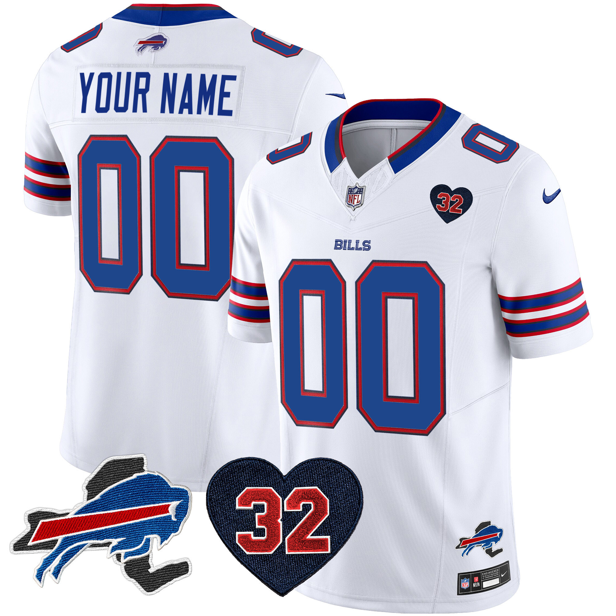 Men's Buffalo Bills O.J. Simpson Patch Gold Vapor Limited Custom White Jersey - All Stitched