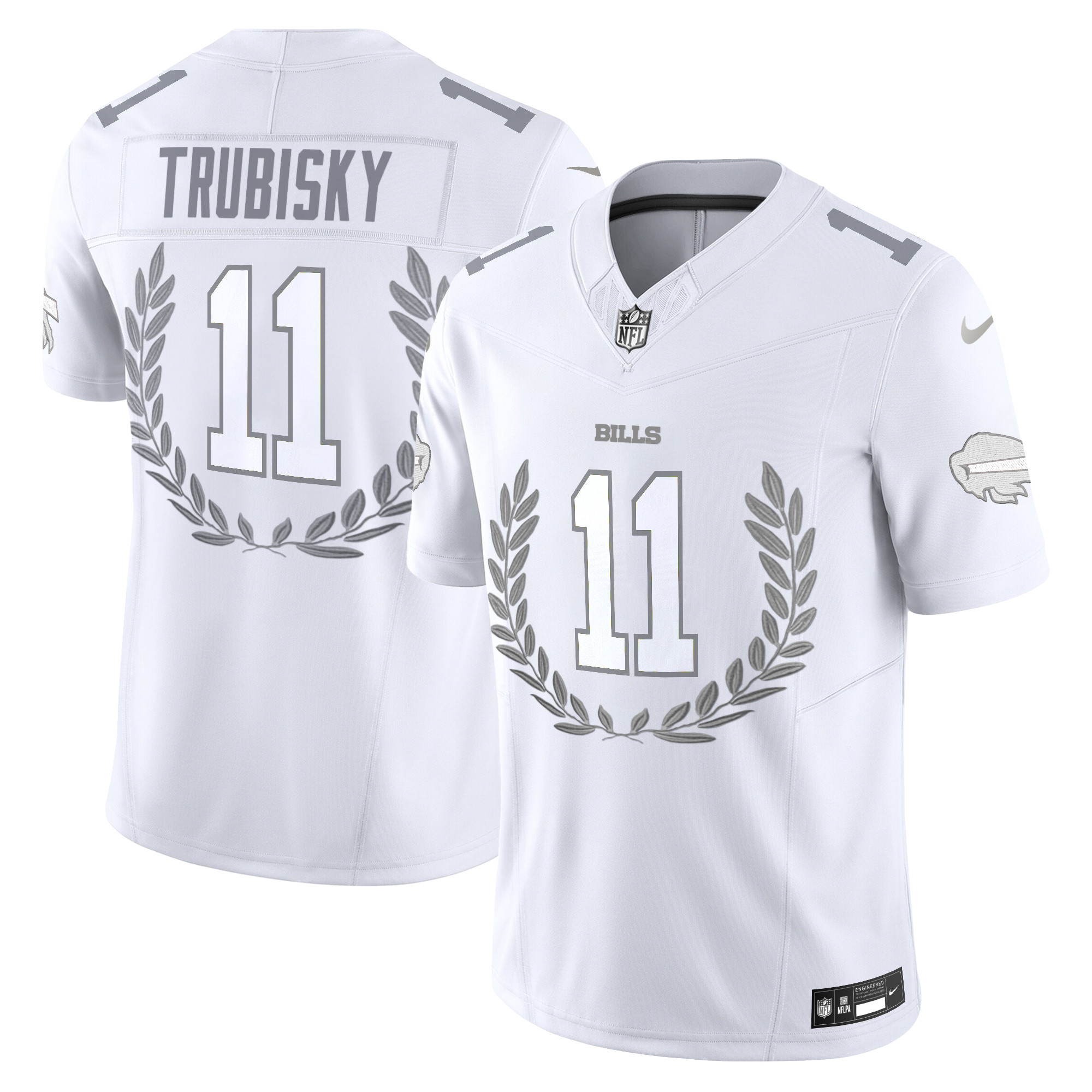 Men's Buffalo Bills Platinum MVP Vapor Limited Mitchell Trubisky Jersey - All Stitched