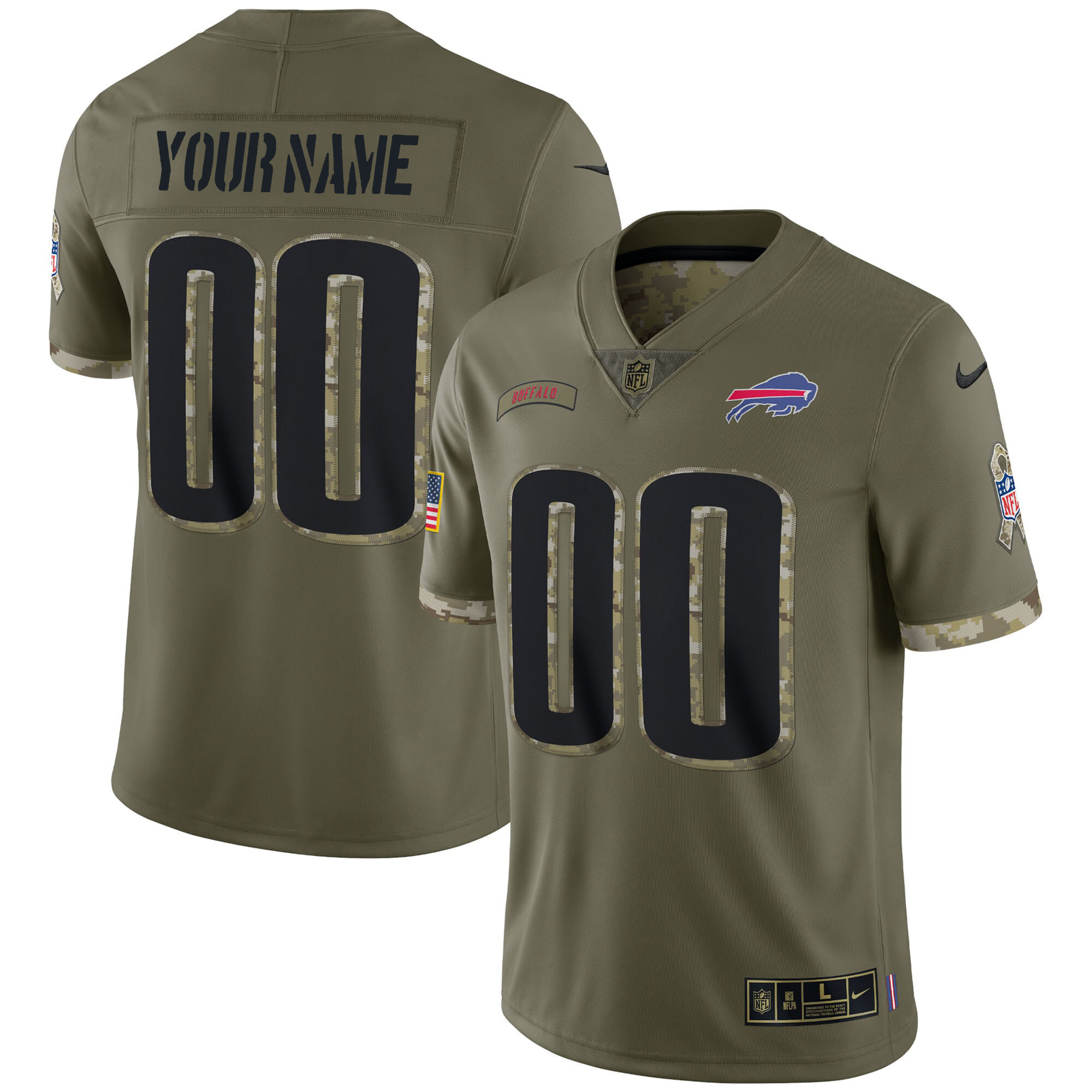 Men's Buffalo Bills Salute To Service Custom Name and Number - All Stitched Salute To Service Jersey - All Stitched