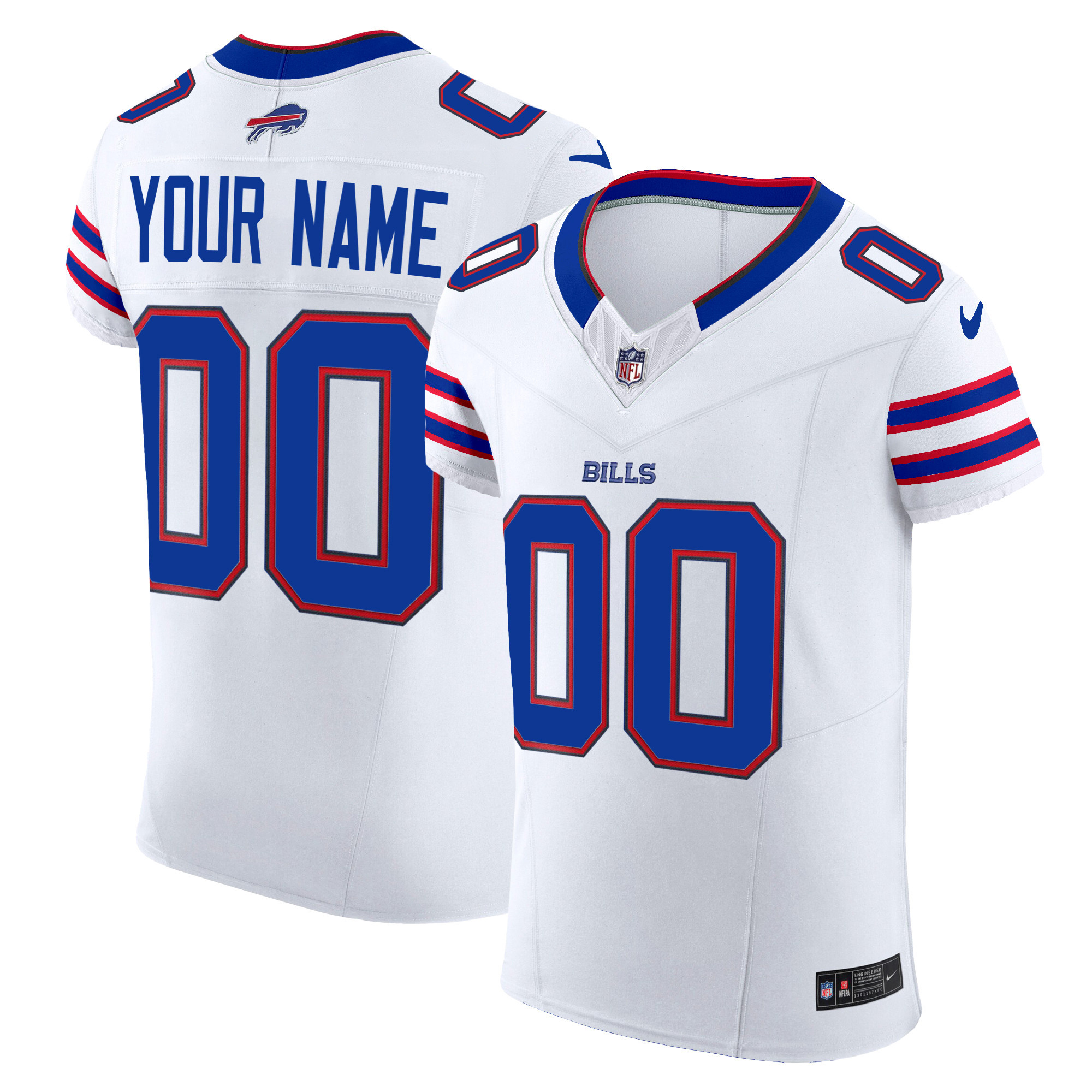 Men's Buffalo Bills Vapor Elite Custom White Jersey - All Stitched