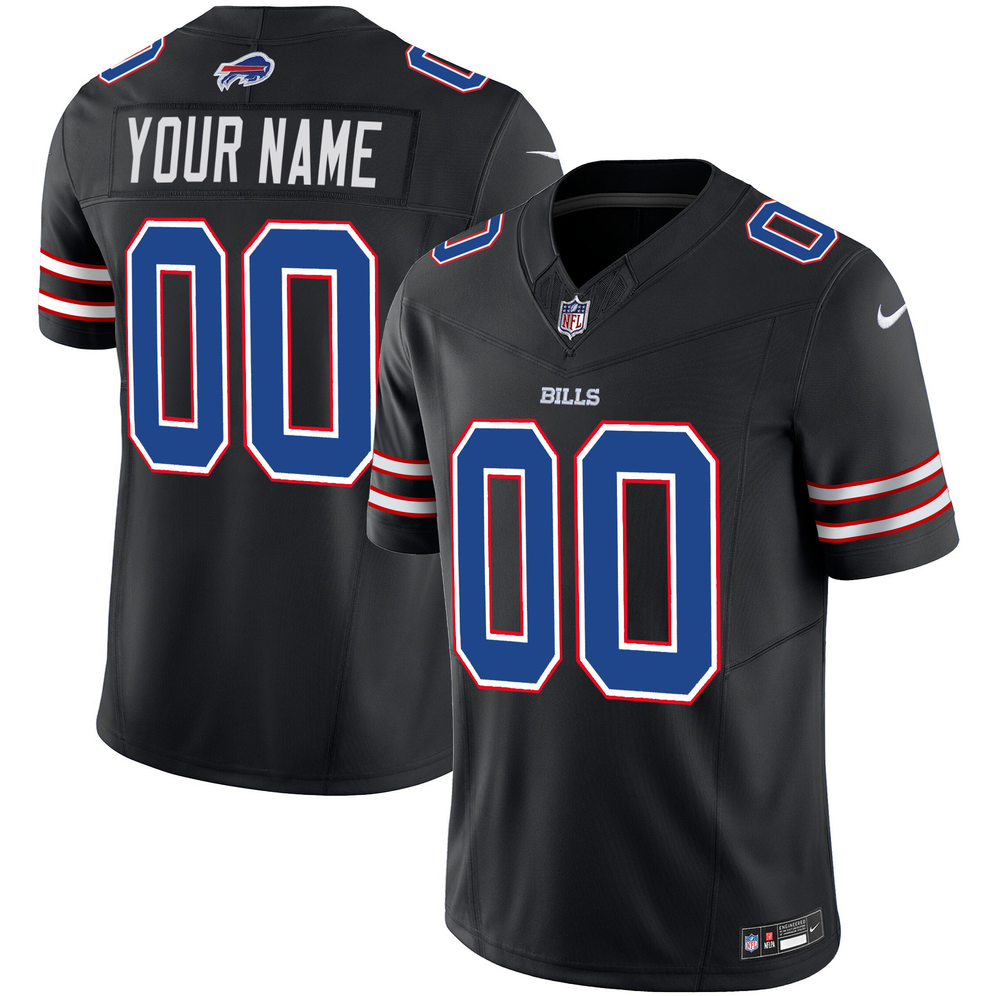 Men's Buffalo Bills Vapor Limited Custom Black Jersey - All Stitched