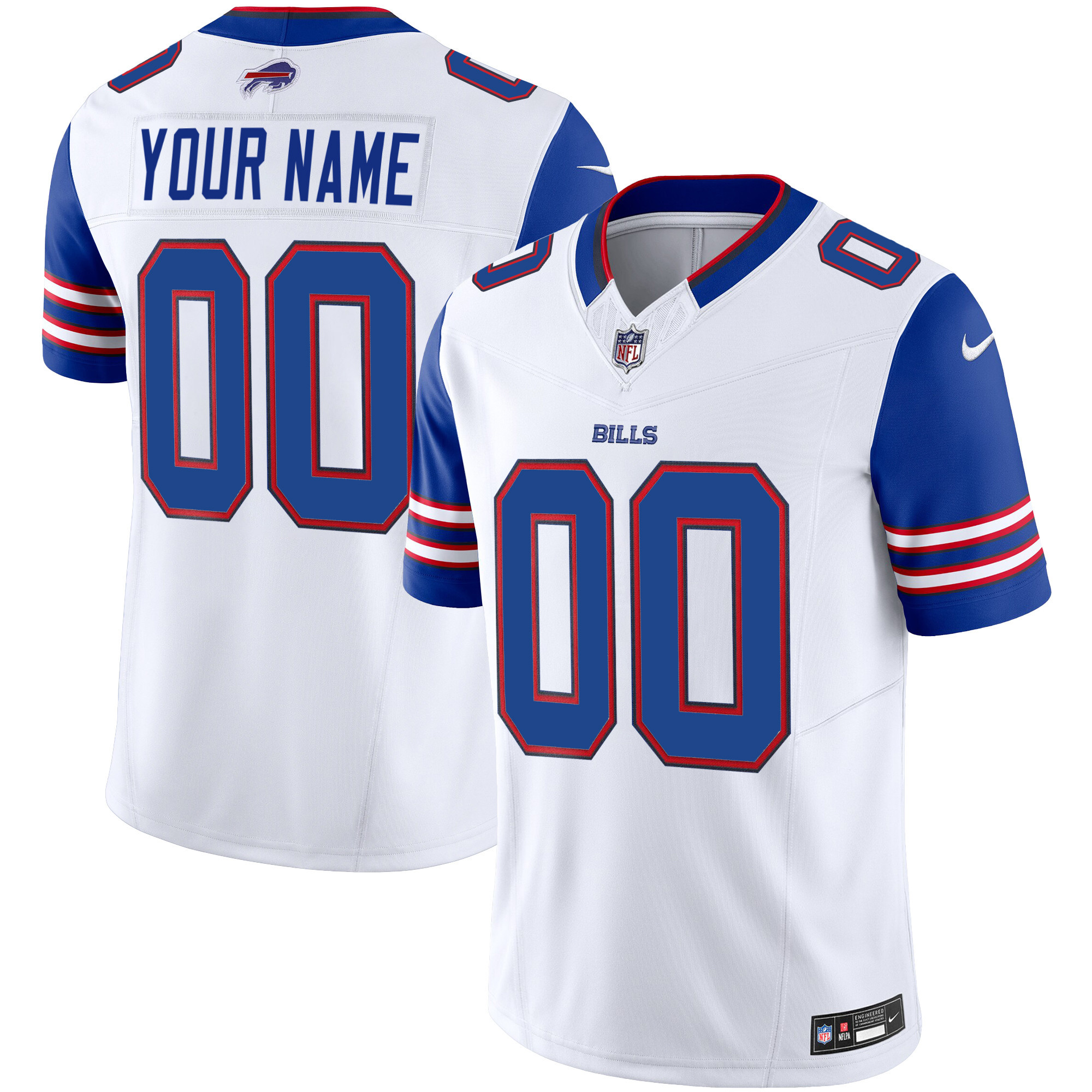 Men's Buffalo Bills Vapor Limited Custom Royal Sleeves Jersey - All Stitched