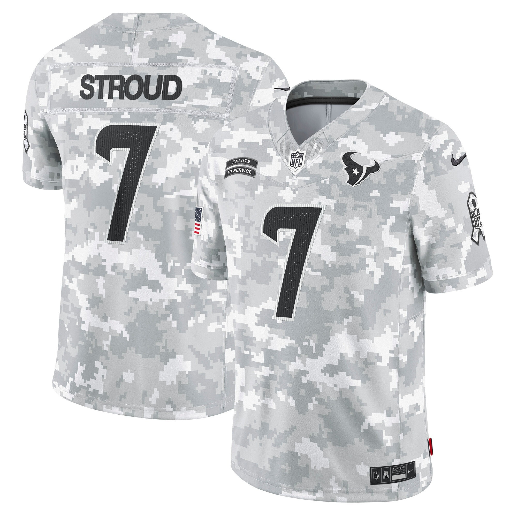 Men's C.J. Stroud Houston Texans 2024 Salute to Service Vapor Limited Arctic Camo Jersey - All Stitched