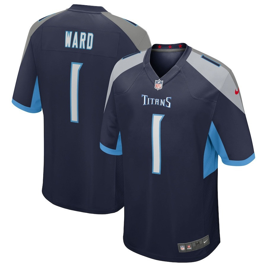 Men's Cameron Ward #1 Tennessee Titans Navy Cameron Ward Jersey - All Stitched