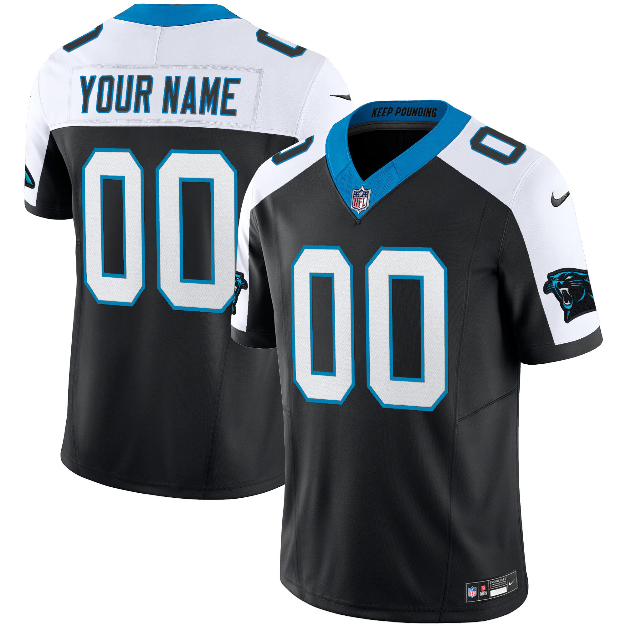 Men's Carolina Panthers Vapor Limited Cusotm Black Alternate Jersey - All Stitched