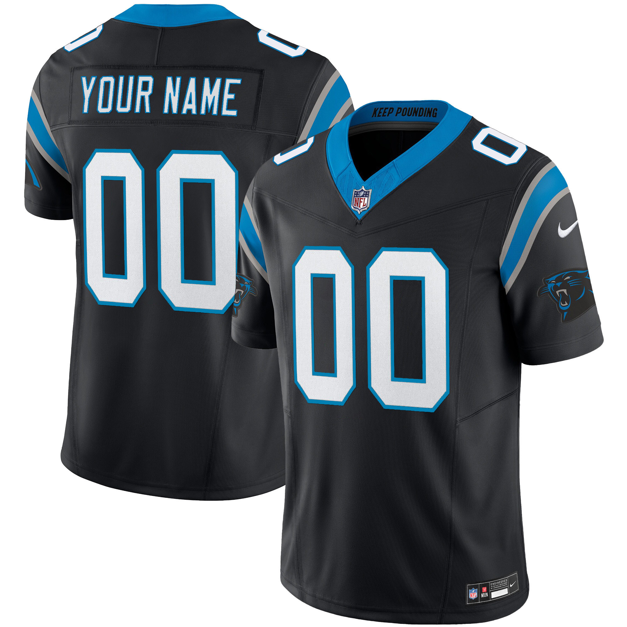 Men's Carolina Panthers Vapor Limited Cusotm Black Jersey - All Stitched