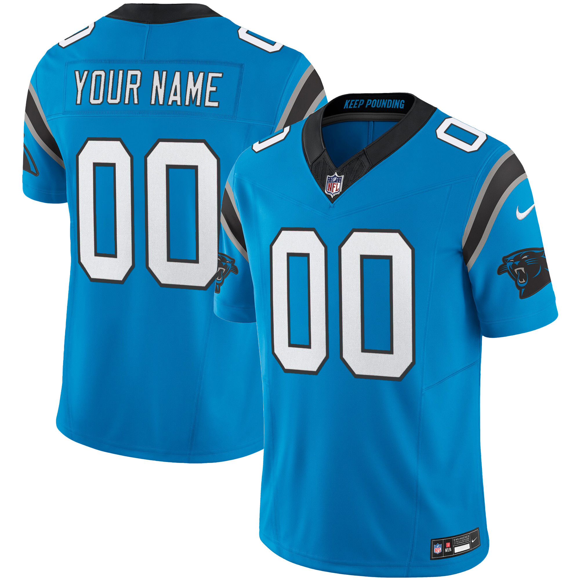 Men's Carolina Panthers Vapor Limited Cusotm Blue Jersey - All Stitched