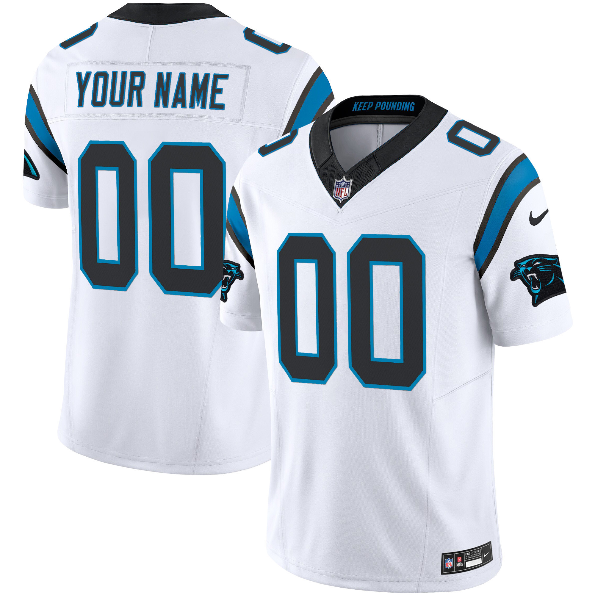 Men's Carolina Panthers Vapor Limited Cusotm White Jersey - All Stitched