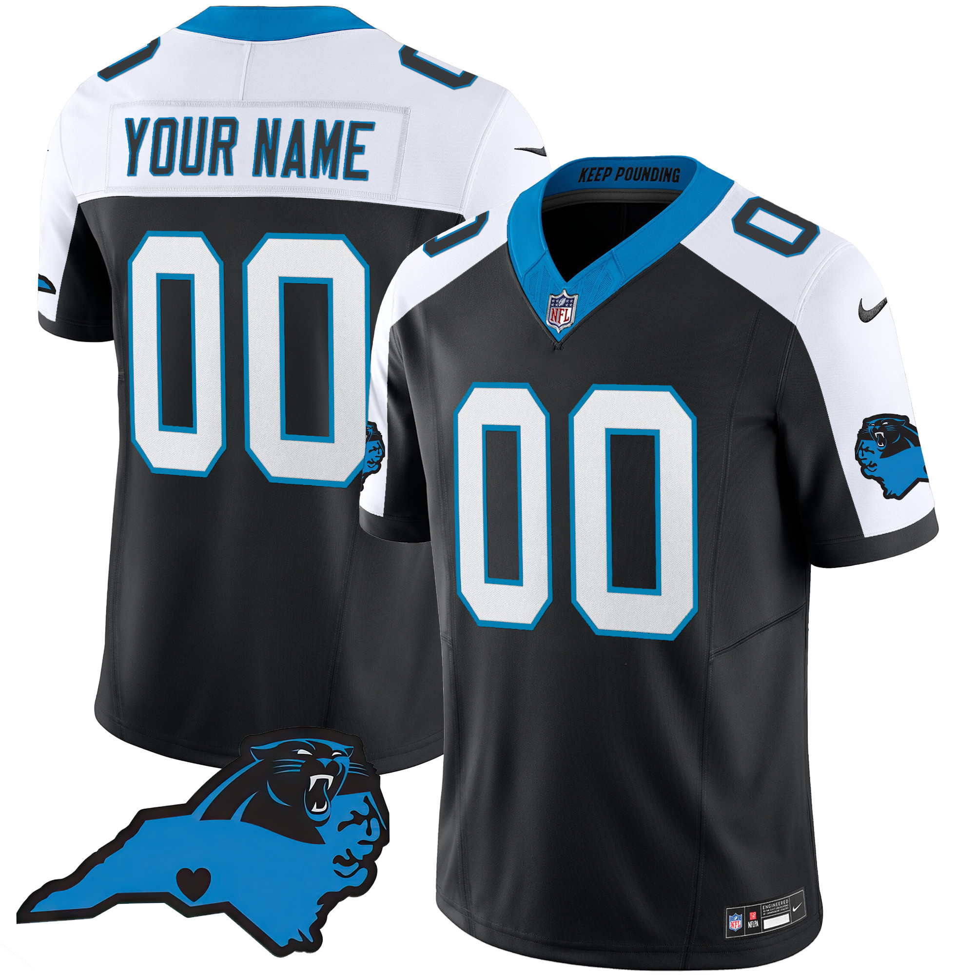 Men's Carolina Panthers Vapor Limited Custom Black Alternate Jersey - All Stitched