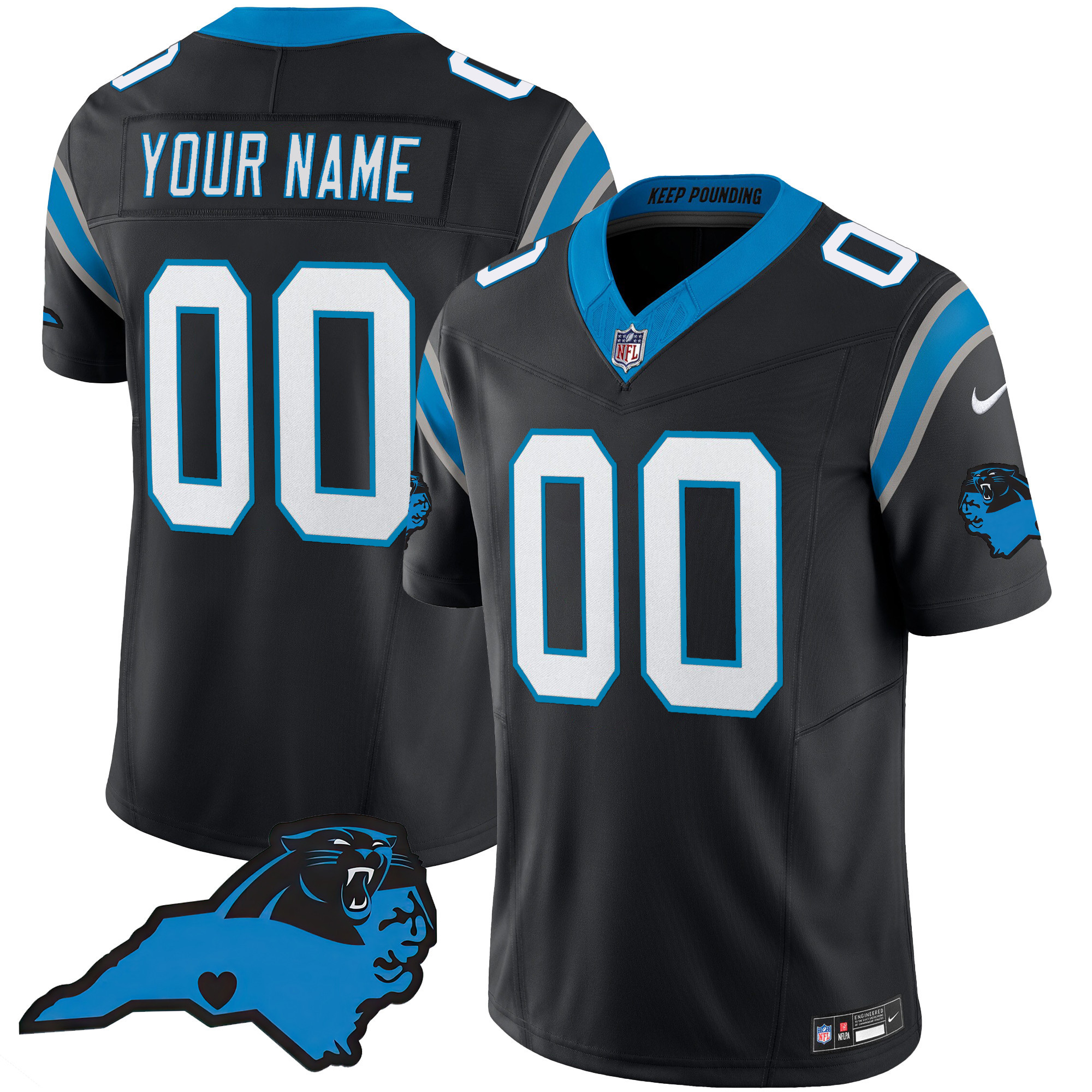 Men's Carolina Panthers Vapor Limited Custom Black Jersey - All Stitched