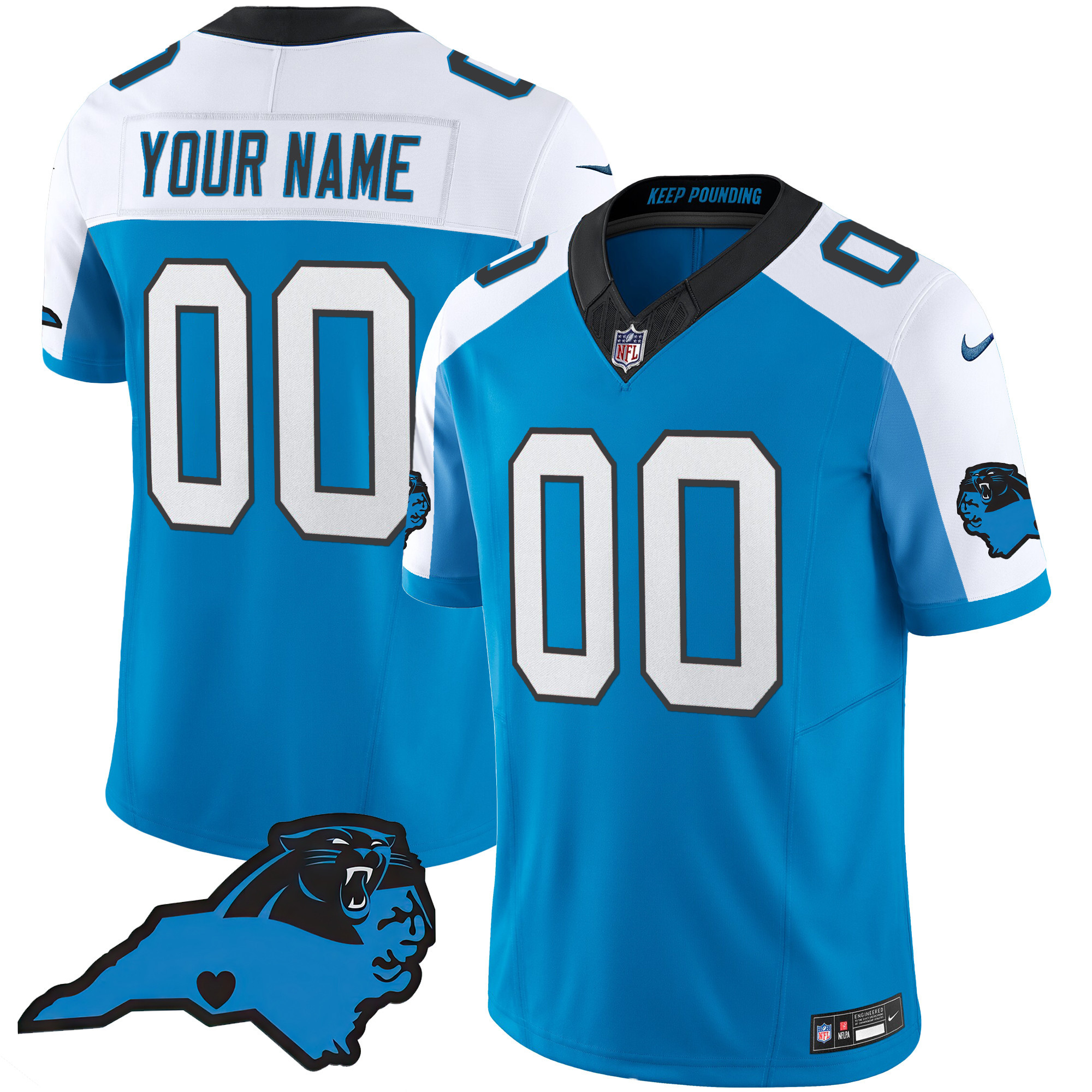 Men's Carolina Panthers Vapor Limited Custom Blue Alternate Jersey - All Stitched