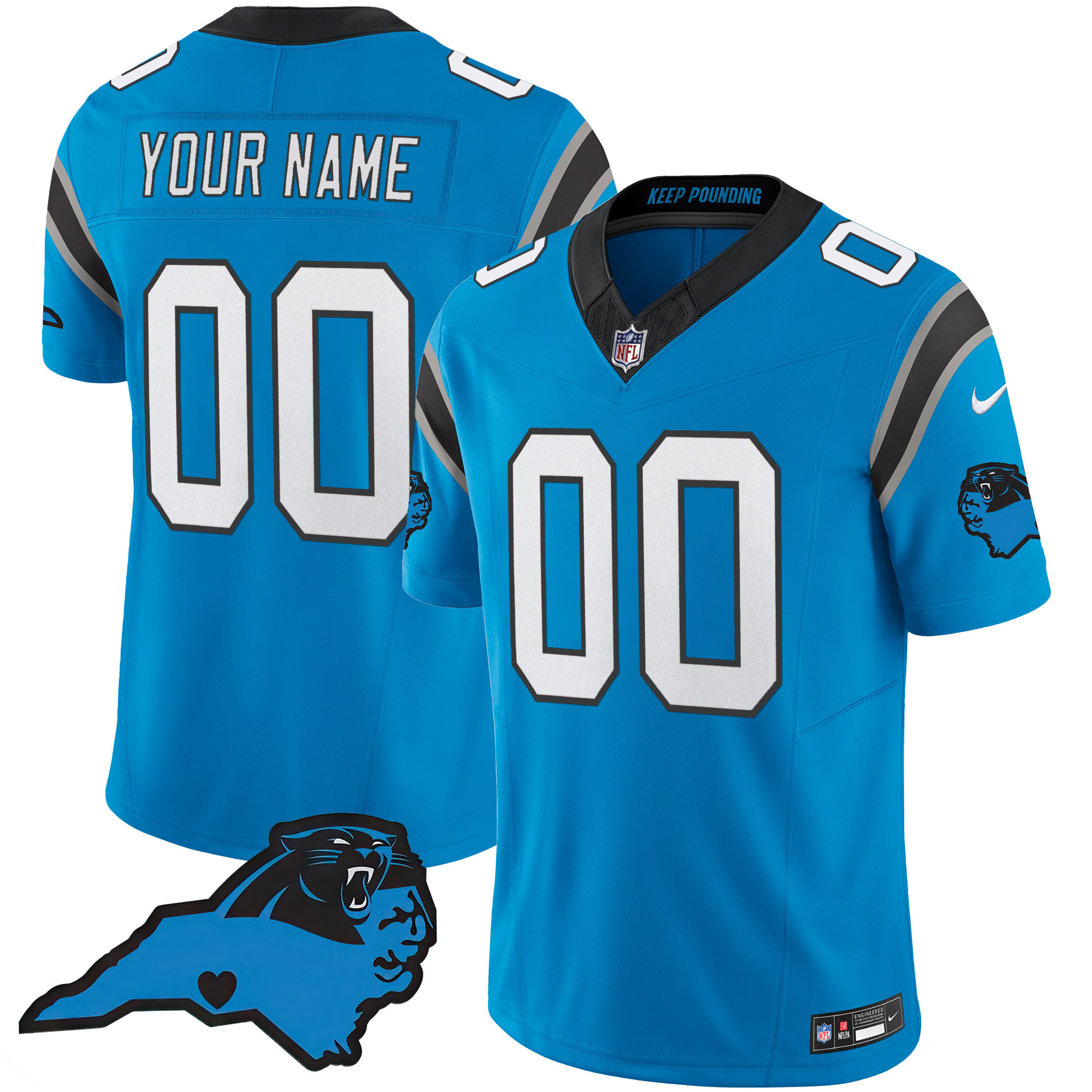 Men's Carolina Panthers Vapor Limited Custom Blue Jersey - All Stitched