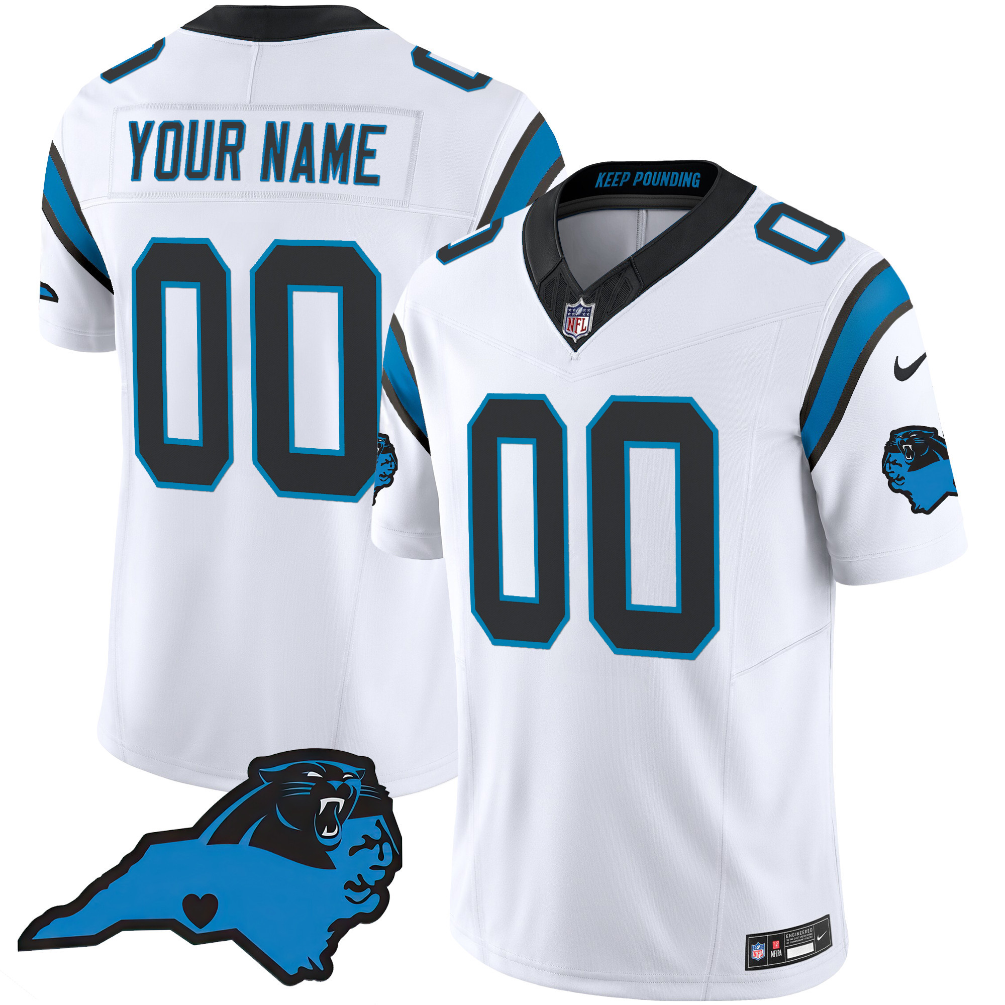 Men's Carolina Panthers Vapor Limited Custom White Jersey - All Stitched