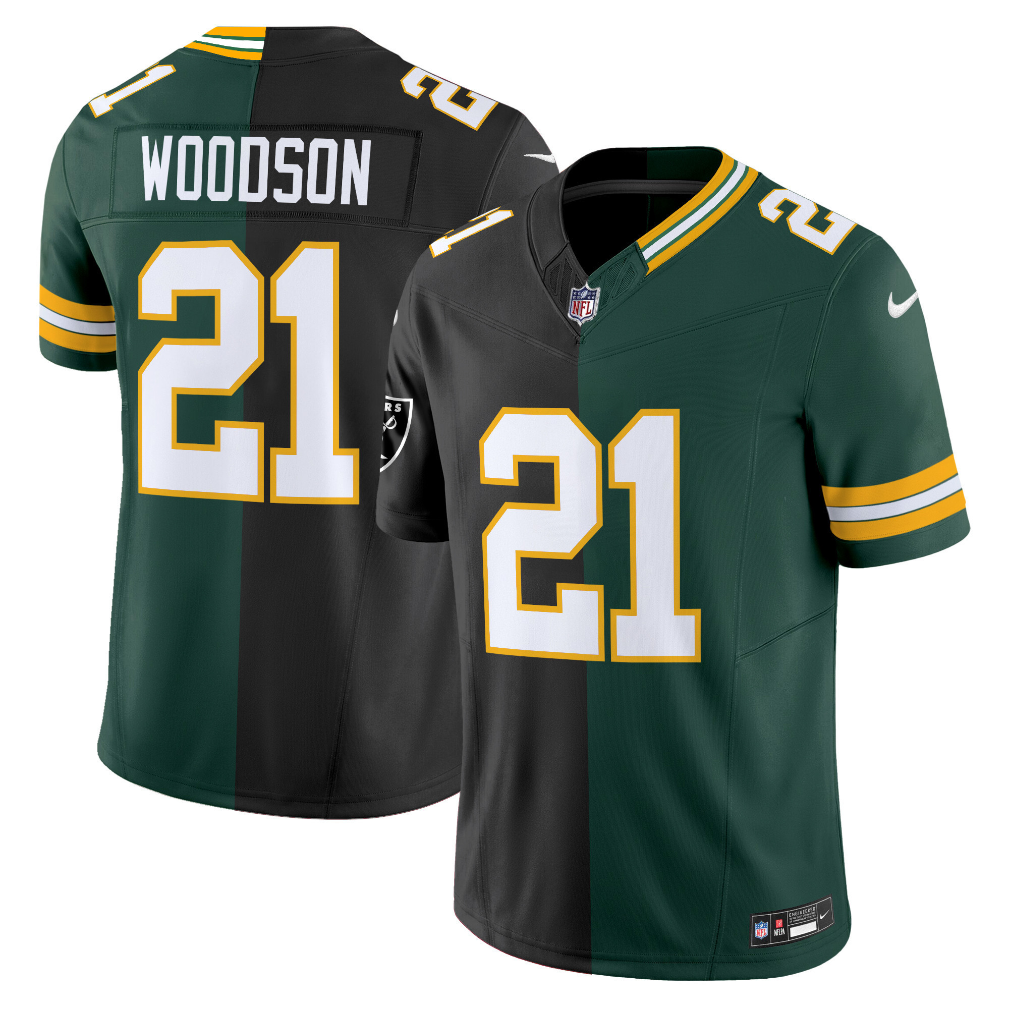 Men's Charles Woodson Green Bay Packers Split Vapor Limited #21 Raiders - Packers Jersey - All Stitched