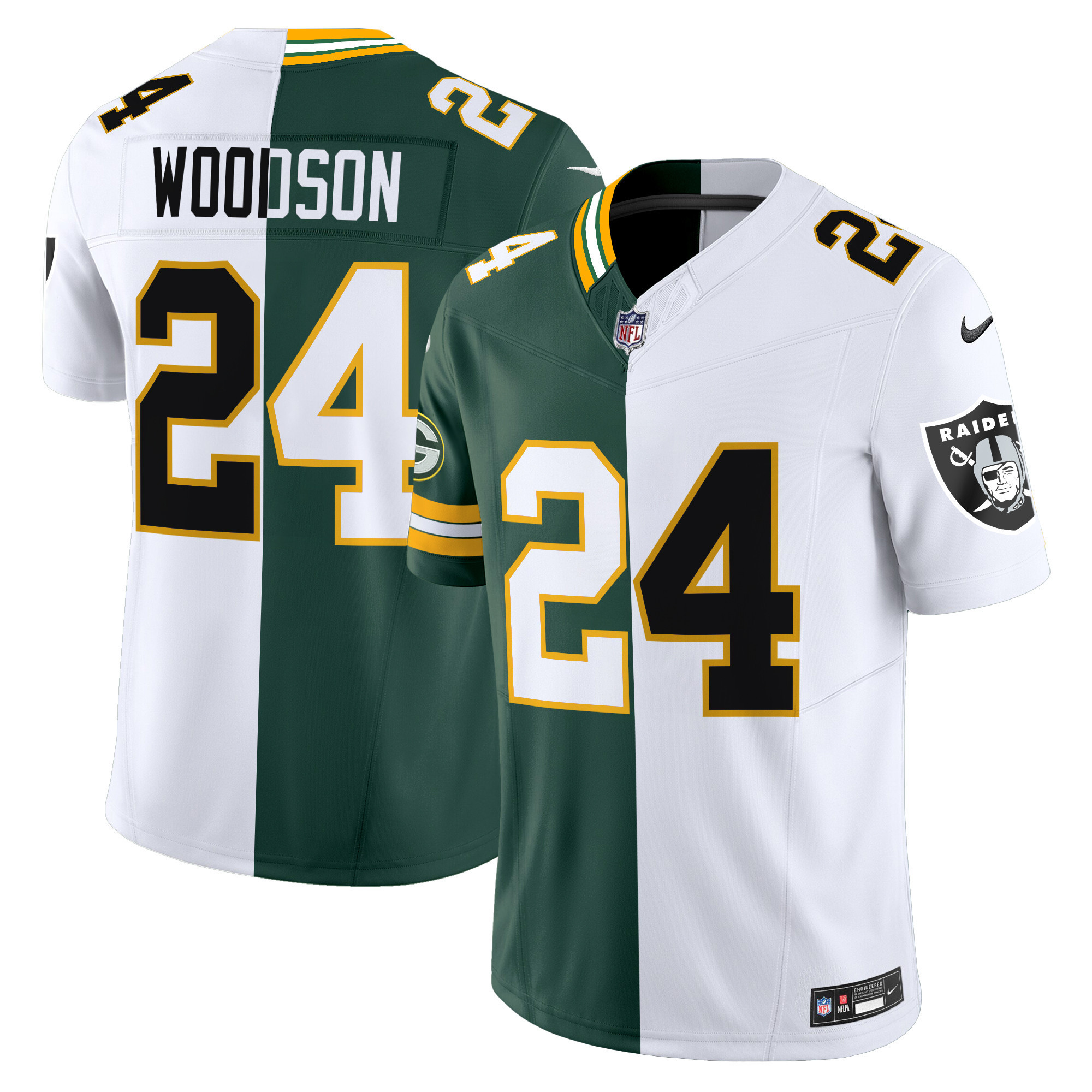 Men's Charles Woodson Green Bay Packers Split Vapor Limited #24 Raiders - Packers Jersey - All Stitched