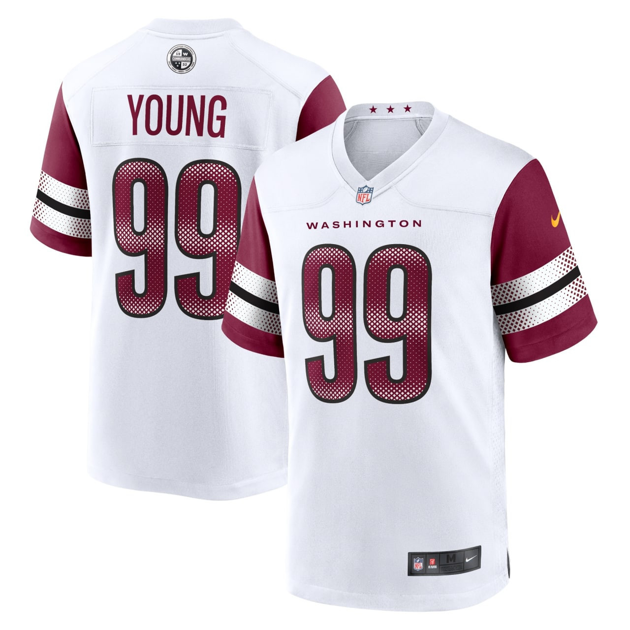 Men's Chase Young Washington Commanders Alternate Game White Jersey - All Stitched