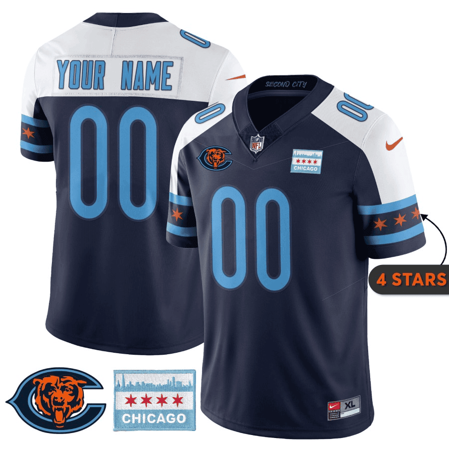 Men's Chicago Bears City Edition Custom Navy Alternate Jersey - All Stitched