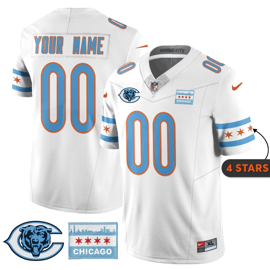 Men's Chicago Bears City Edition Custom White Jersey - All Stitched