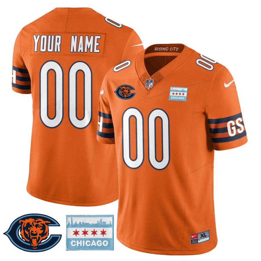 Men's Chicago Bears City Edition GSH Custom Orange Jersey - All Stitched