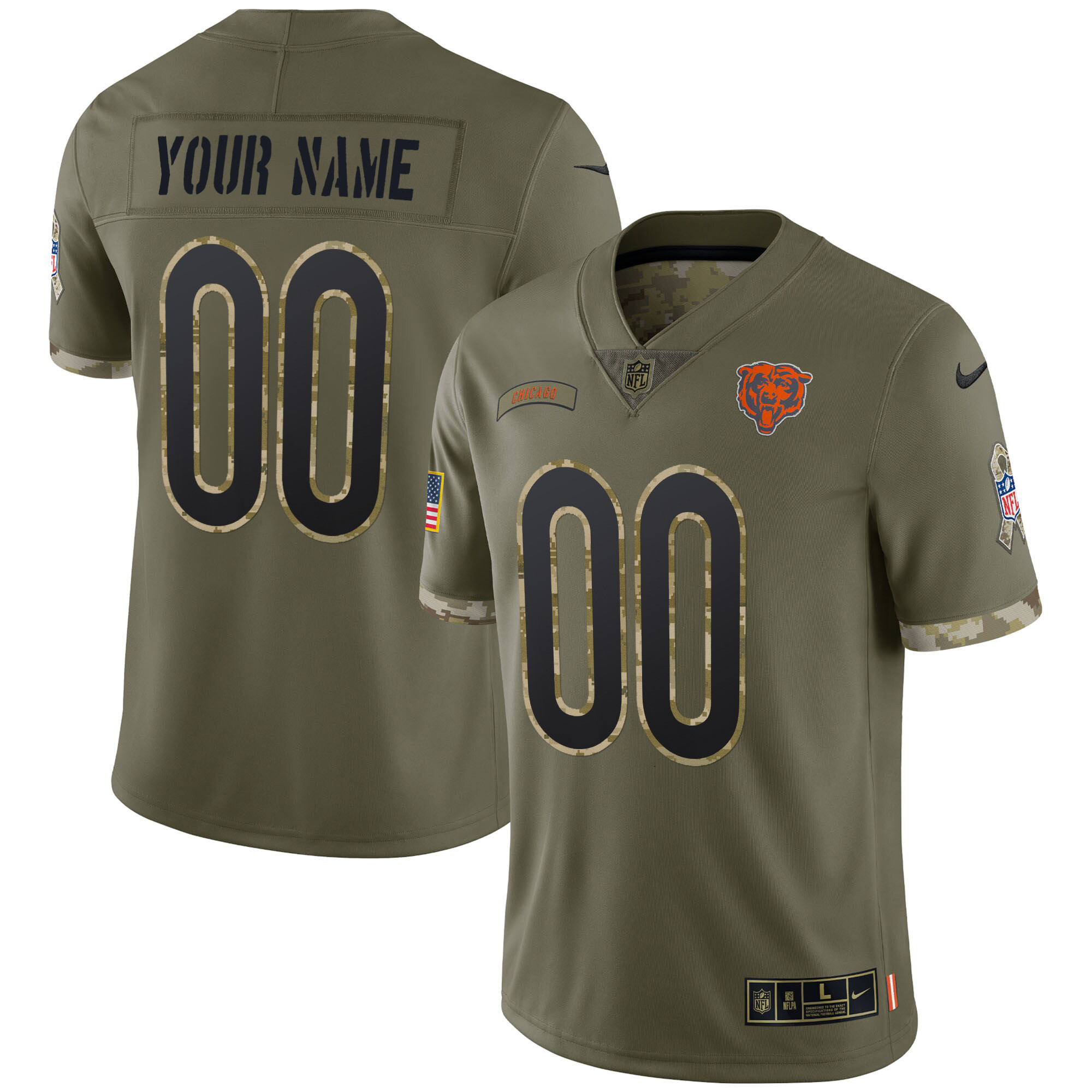 Men's Chicago Bears Salute To Service Vapor Custom Salute To Service Jersey - All Stitched